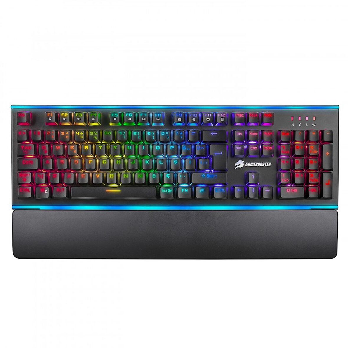 GAMEBOOSTER G906B Spectrum Rainbow Aydınlatmalı Bileklikli Mekanik Oyun Klavyesi GB-G906B