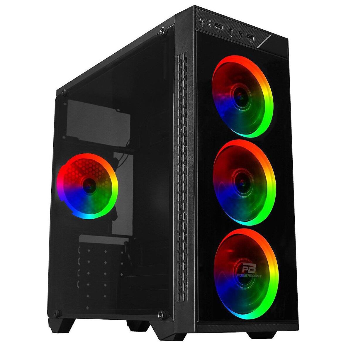 POWERBOOST X-12W 4-FANLI ARGB GAMING MID-TOWER PC KASASI