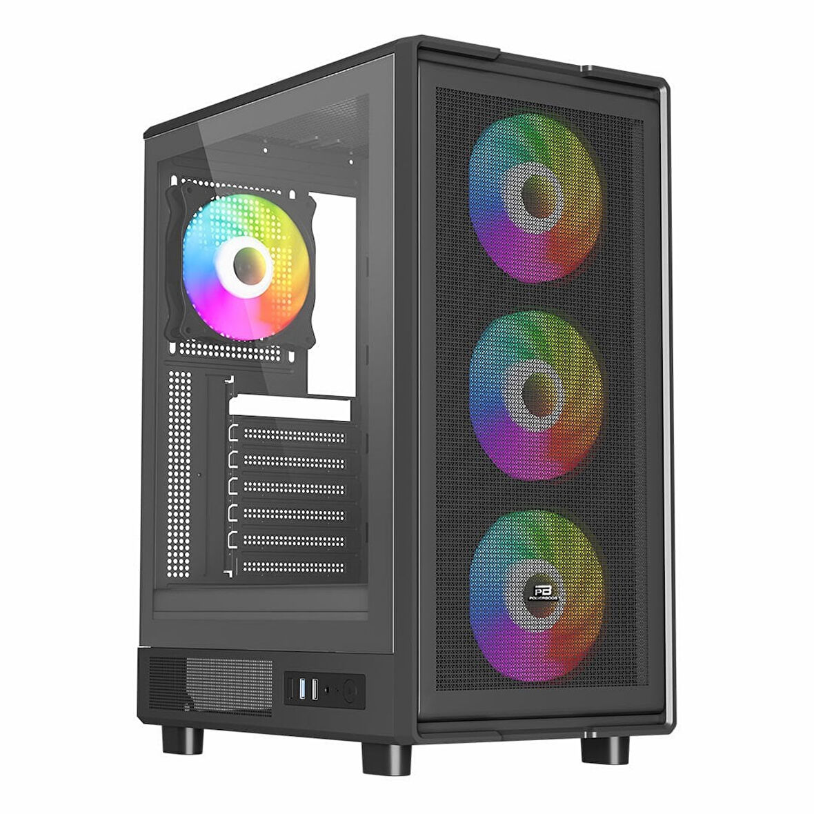 PowerBoost PB-A601B 600W 80+ USB 3.2 LED ATX Mid Tower Siyah Kasa