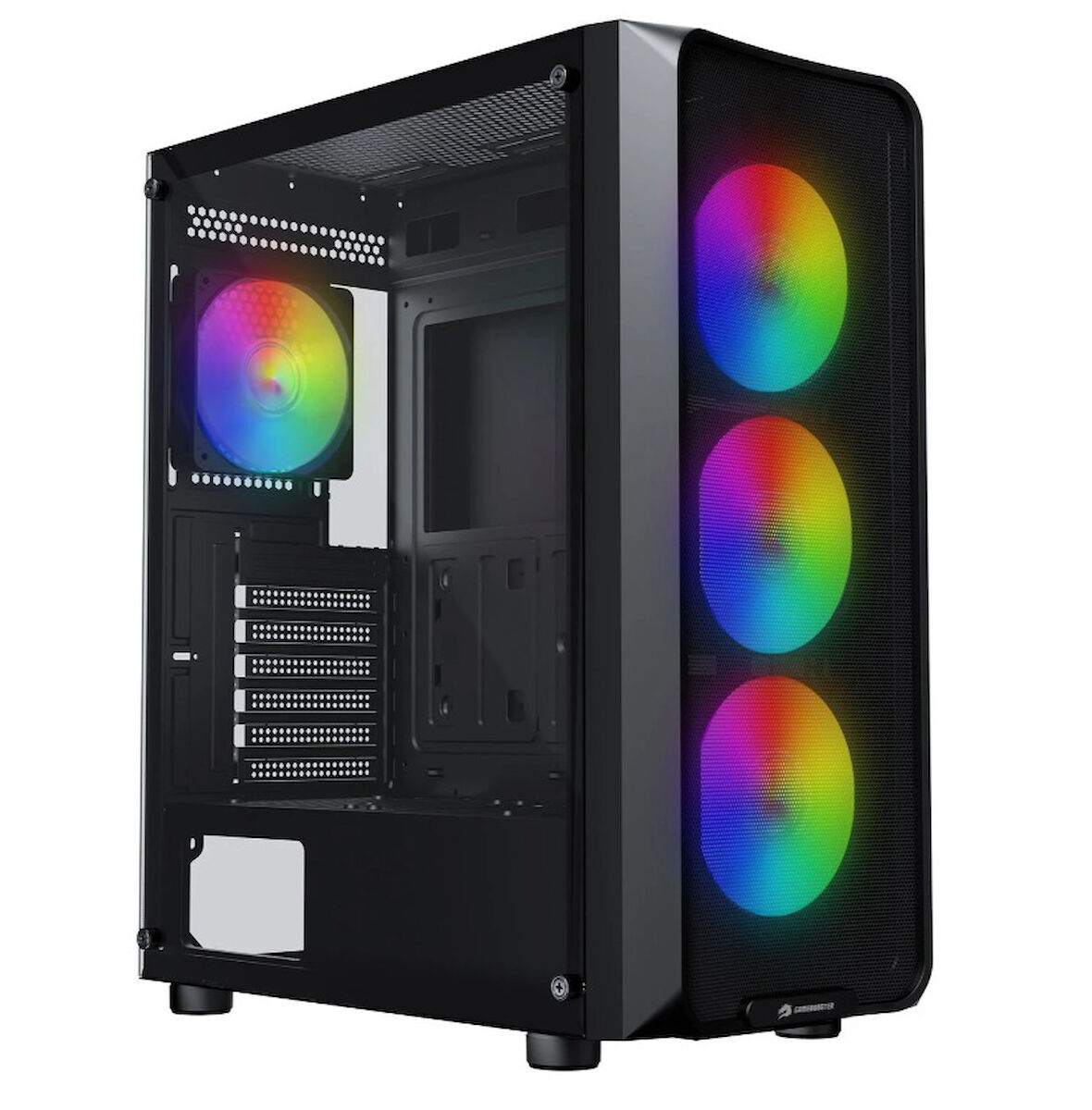 GameBooster ROUND A650B 600W APFC USB 3.0 Mesh 4*Rainbow Fanlı Mid-T ATX Gaming Siyah Kasa