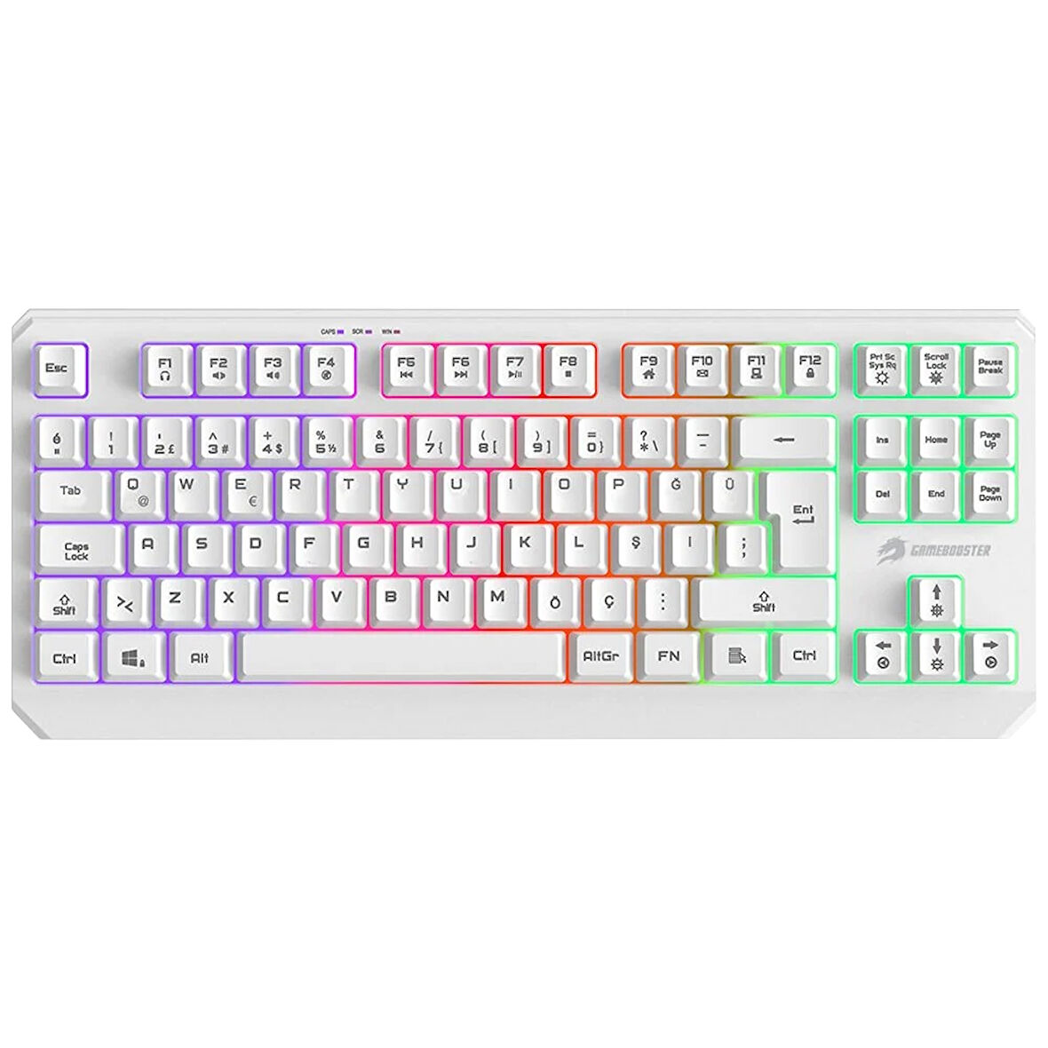 GameBooster G75 Elya Rainbow Aydınlatmalı Beyaz TKL Membrane Gaming Klavye