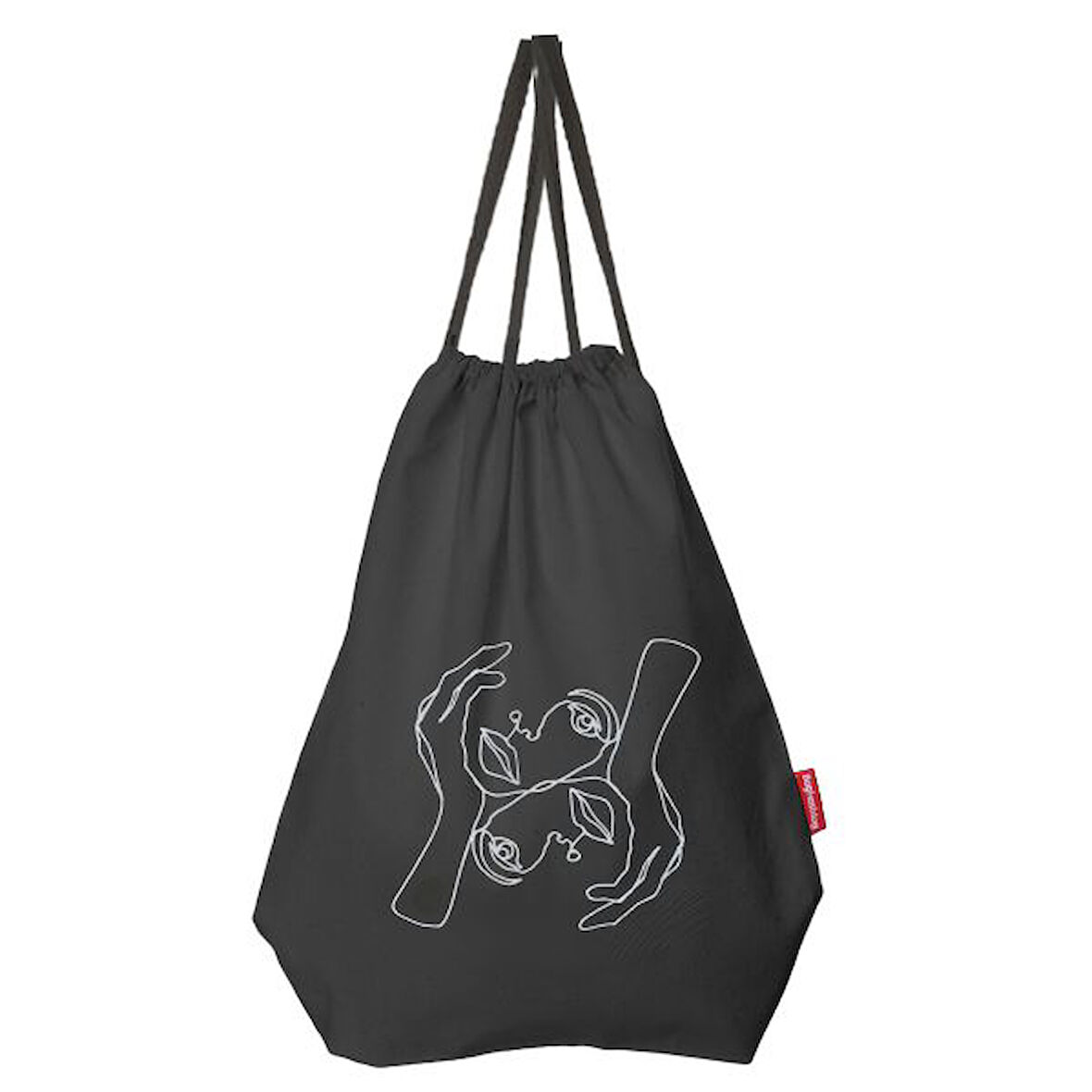 Baghashtag Eller Yüzde Baskılı Ağzı Büzgülü Siyah Sırt Çantası