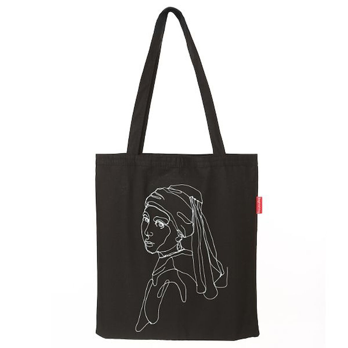 Baghashtag Siyah Bez Çanta İnci Küpeli Kız Baskılı