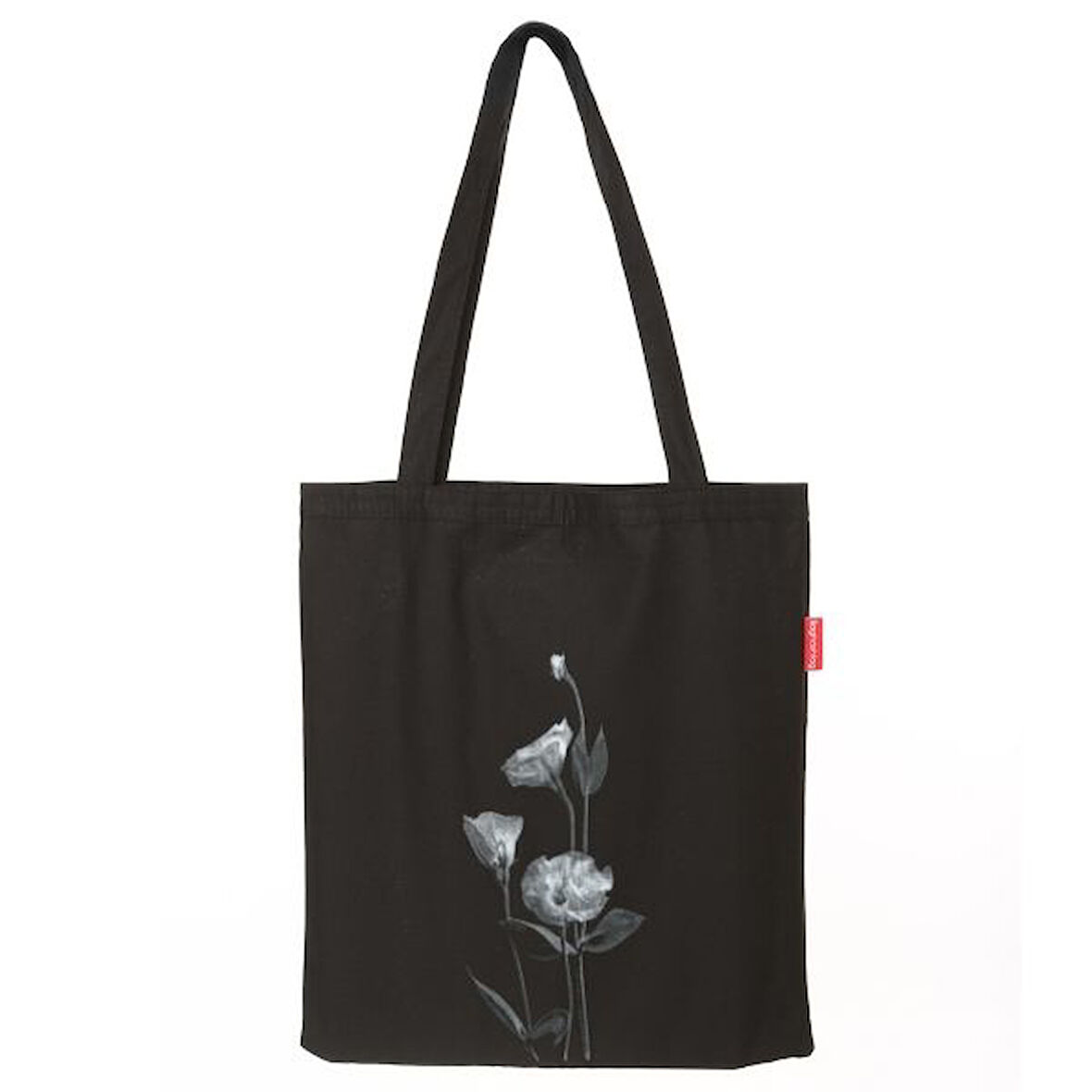 Baghashtag Zambak Baskılı Siyah Bez Çanta