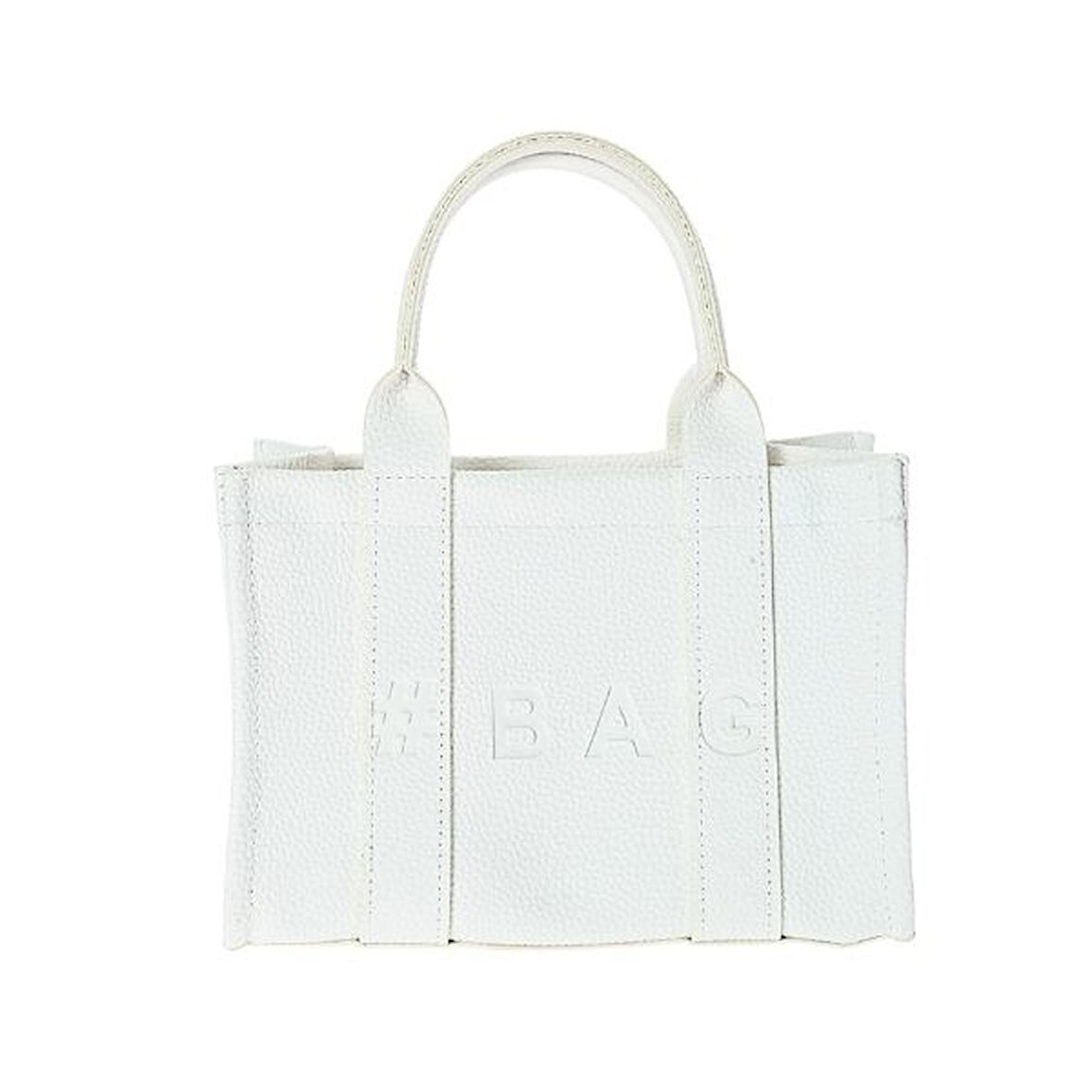 Baghashtag Beyaz Deri Mini Tote Çanta