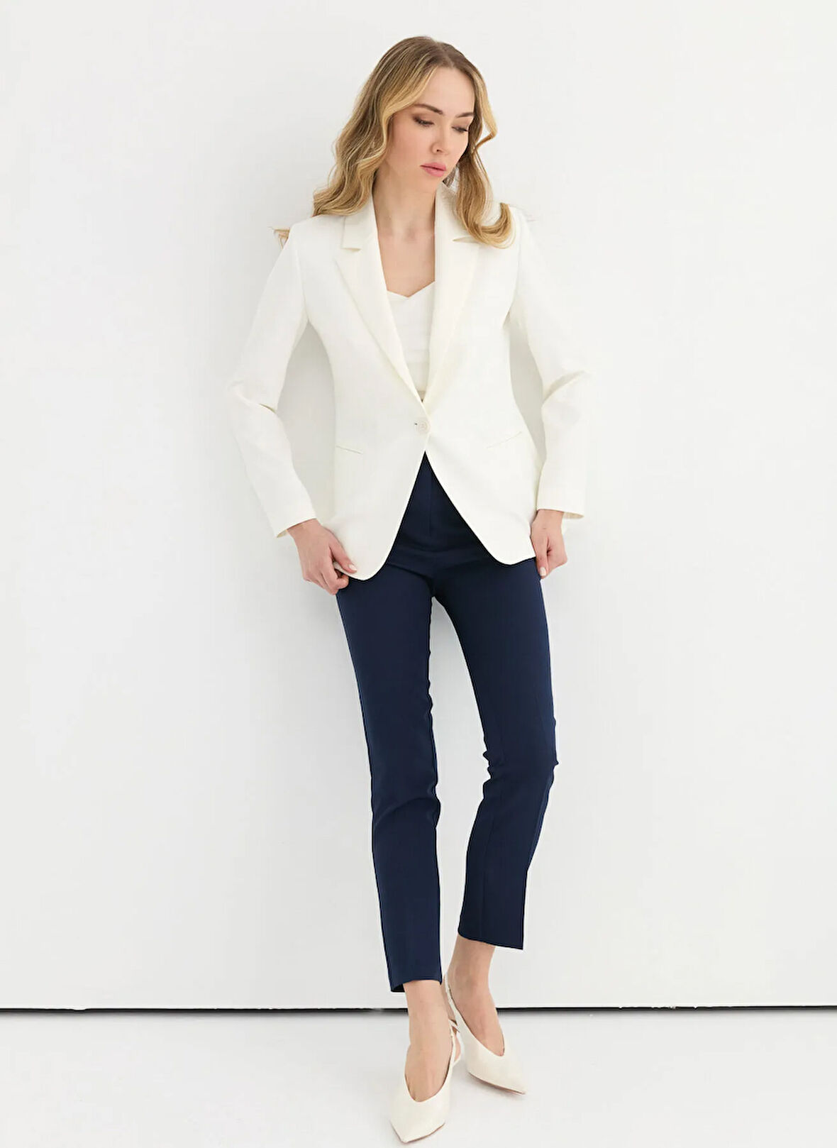 Selen Standart Ekru Kadın Ceket 25YSL1448