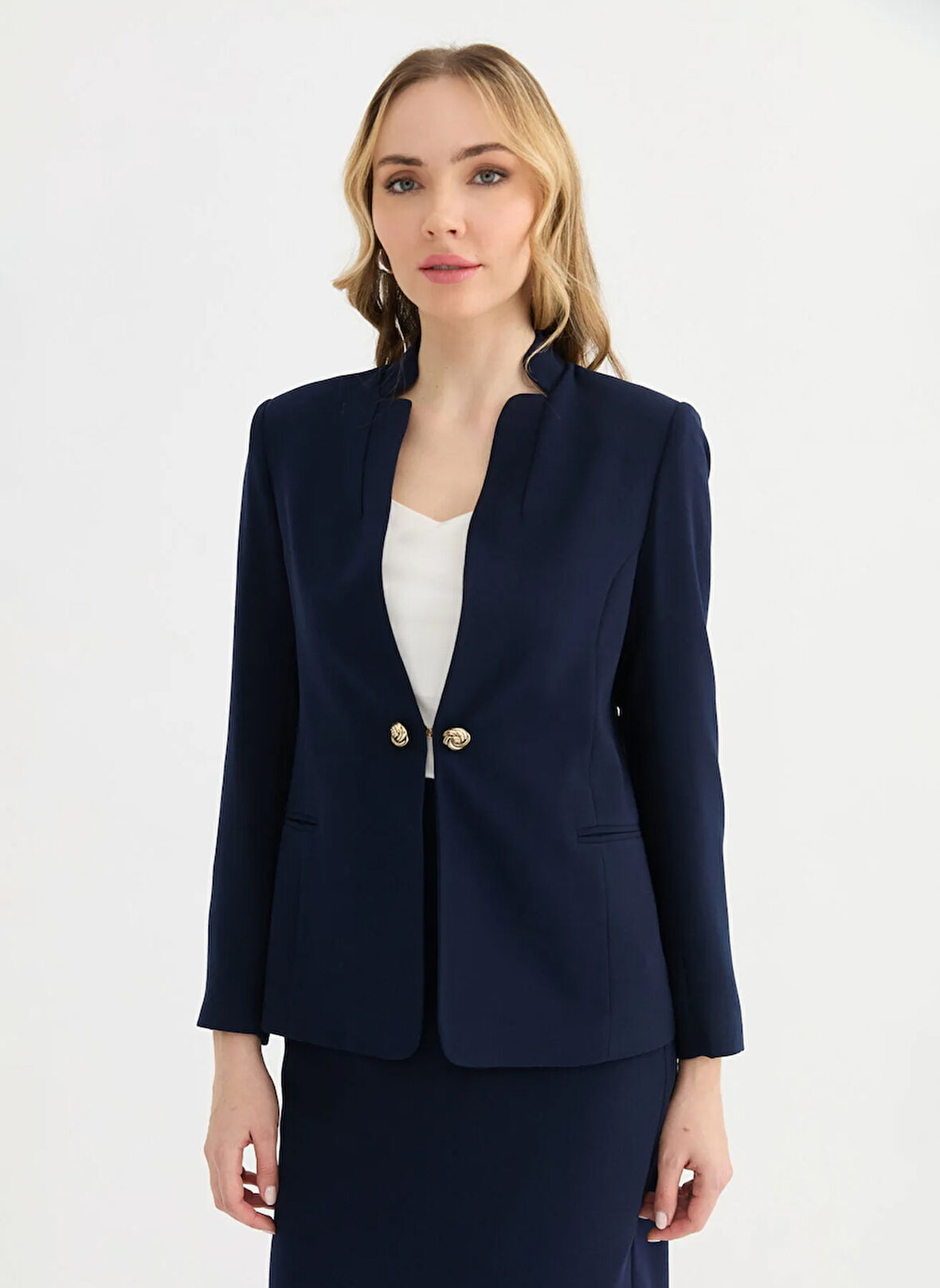 Selen Standart Lacivert Kadın Ceket 25YSL1449