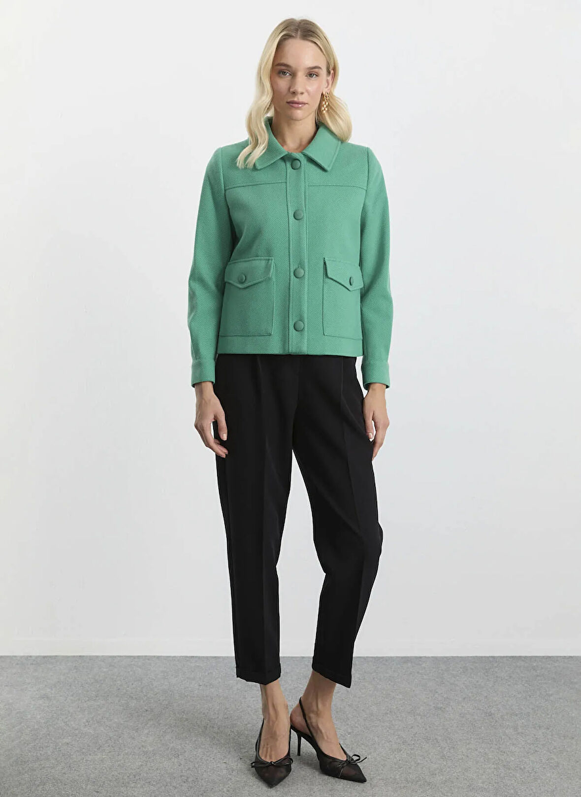 Selen Standart Yeşil Kadın Ceket 25KSL1530
