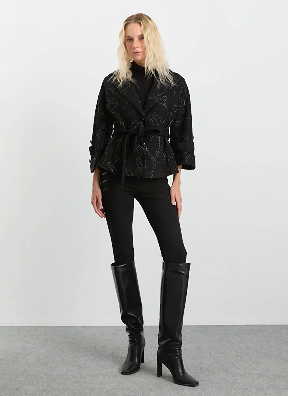 Selen Standart Siyah Kadın Ceket 25KSL1531