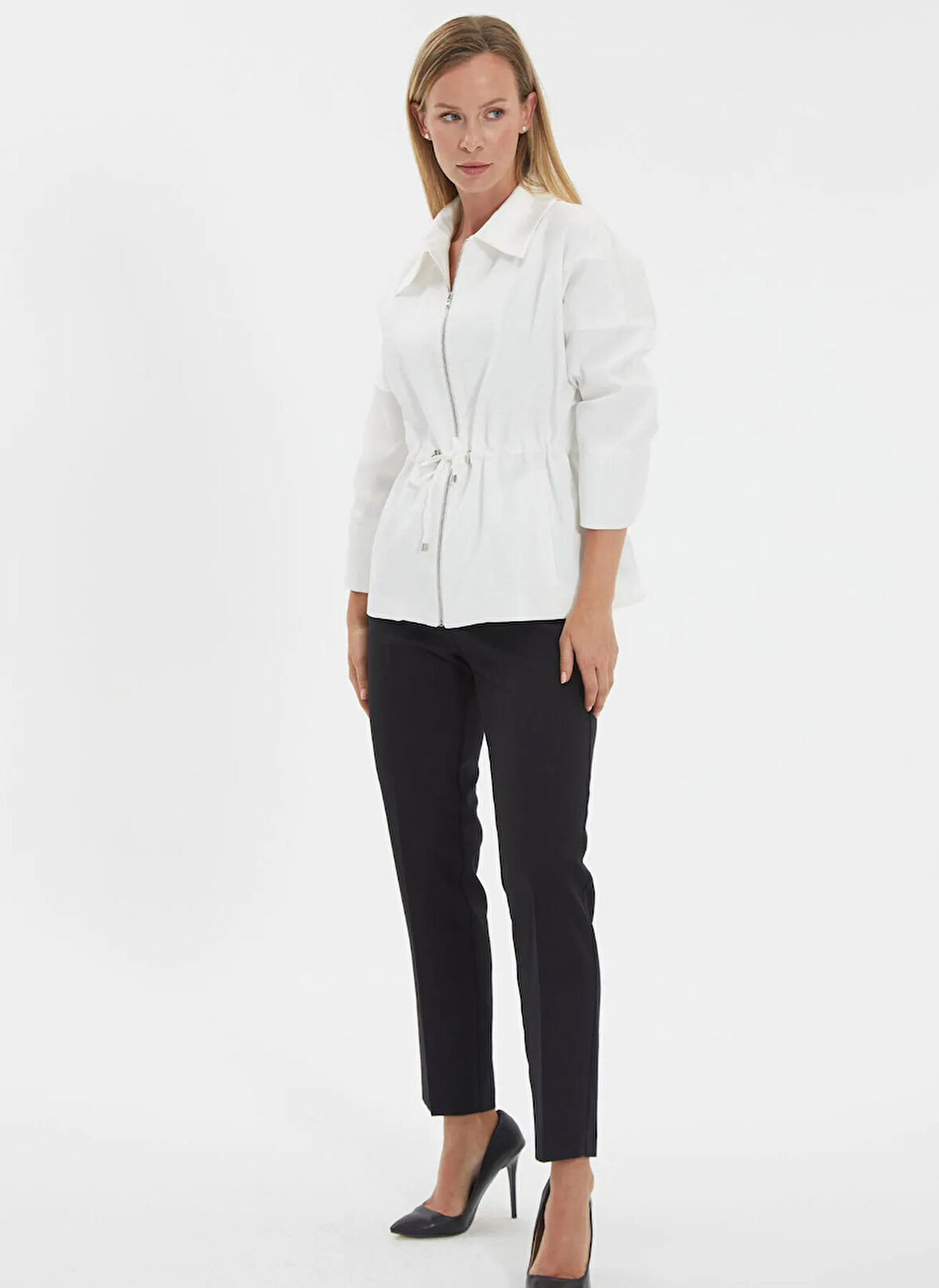 Selen Standart Ekru Kadın Ceket 25YSL1454