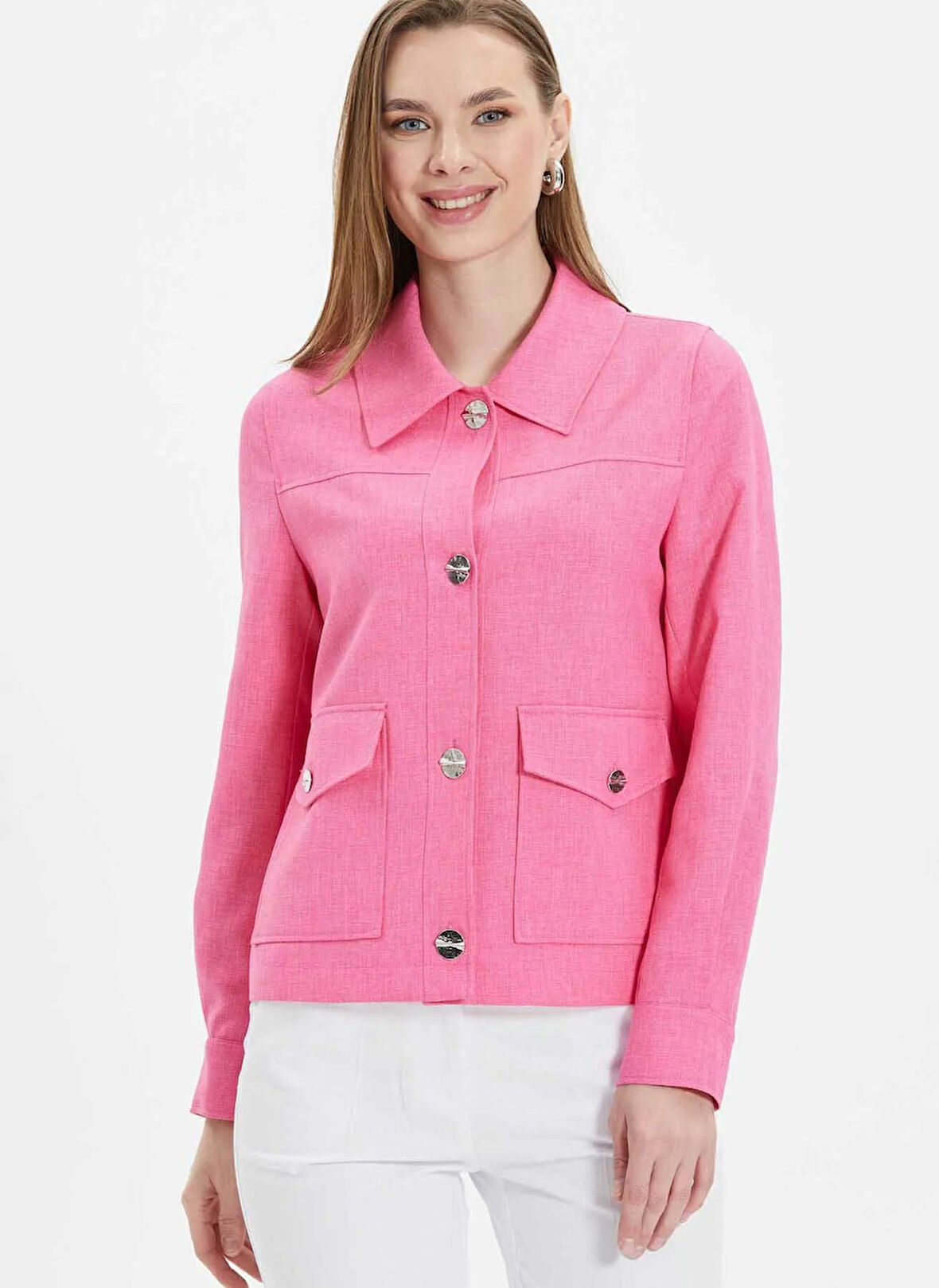 Selen Standart Pembe Kadın Ceket 25YSL1459