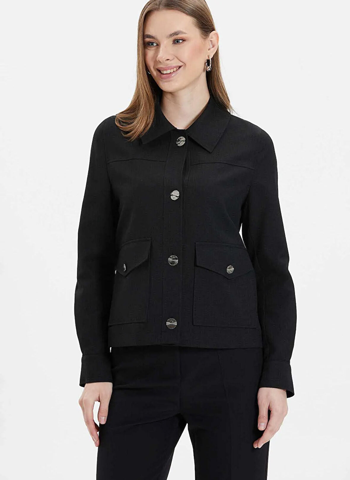 Selen Standart Siyah Kadın Ceket 25YSL1459