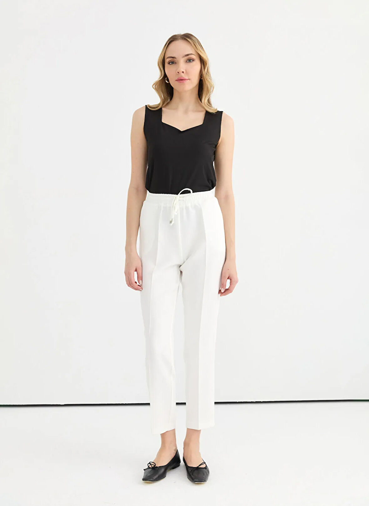 Selen Normal Bel Standart Ekru Kadın Pantolon 25YSL5347