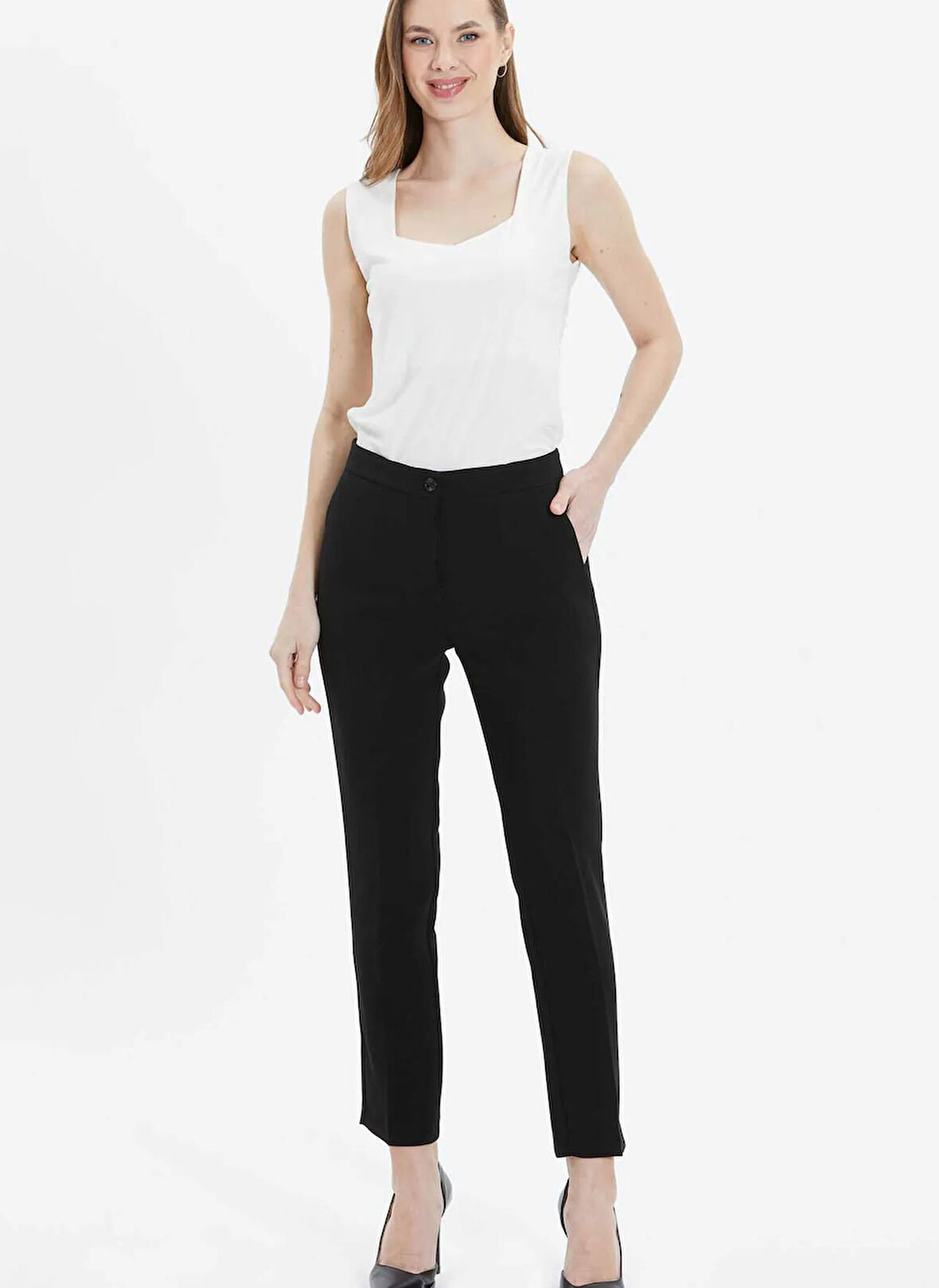 Selen Normal Bel Standart Siyah Kadın Pantolon 25YSL5358