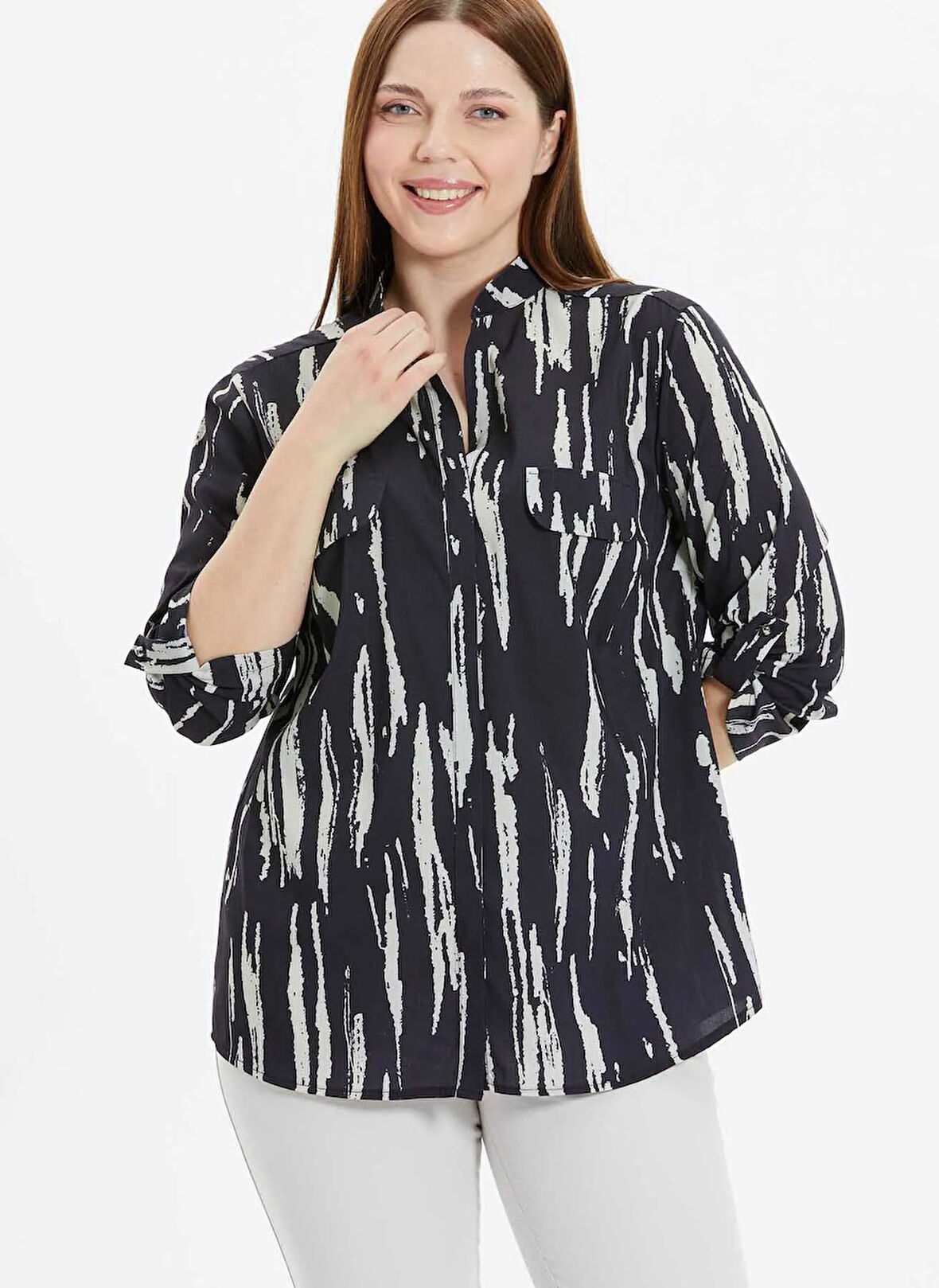 Selen Hakim Yaka Emprime Siyah Kadın Bluz 25YSL8066-BB