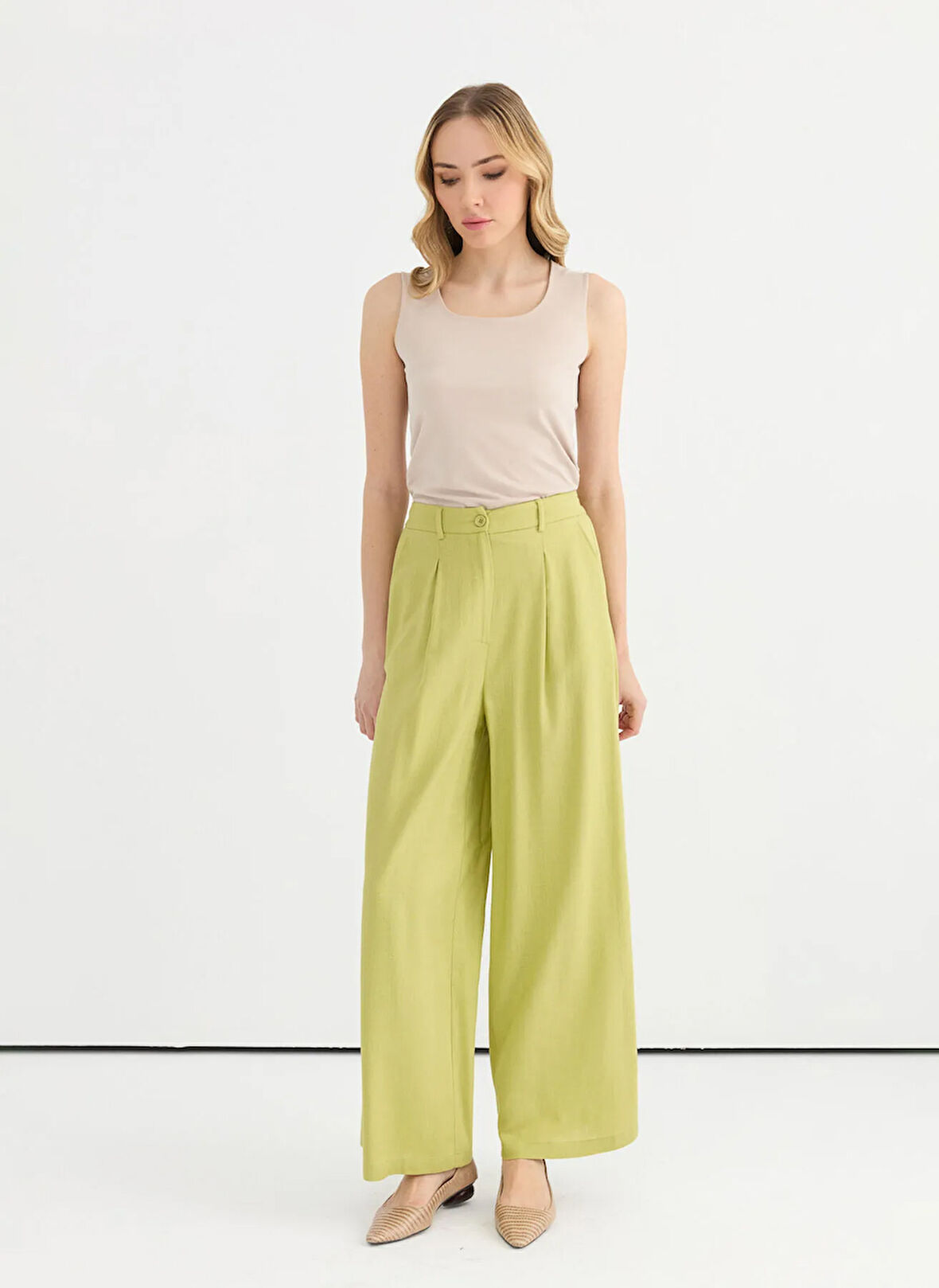 Selen Normal Bel Standart Yeşil Kadın Pantolon 25YSL5356