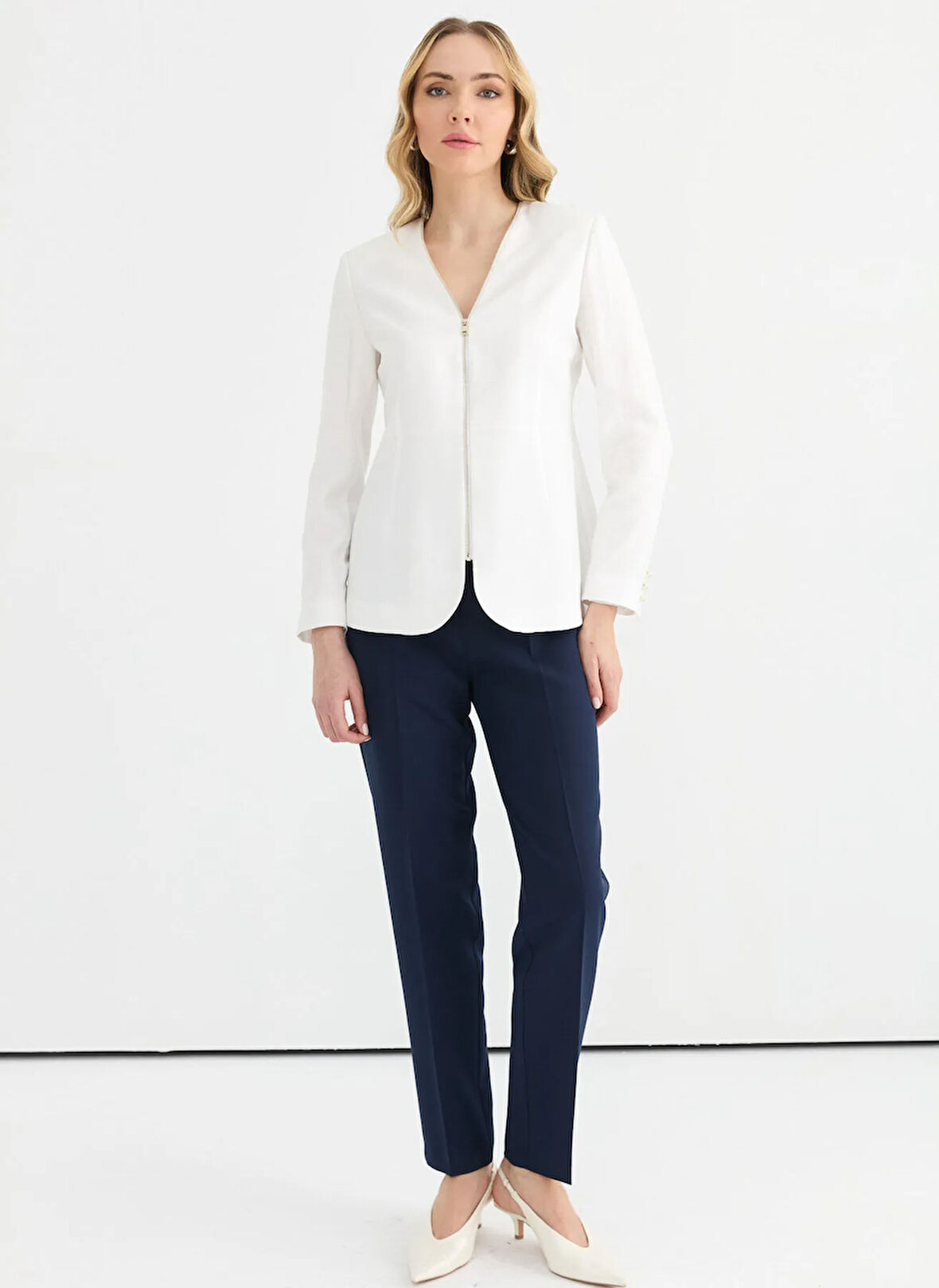 Selen Standart Ekru Kadın Ceket 25YSL1452