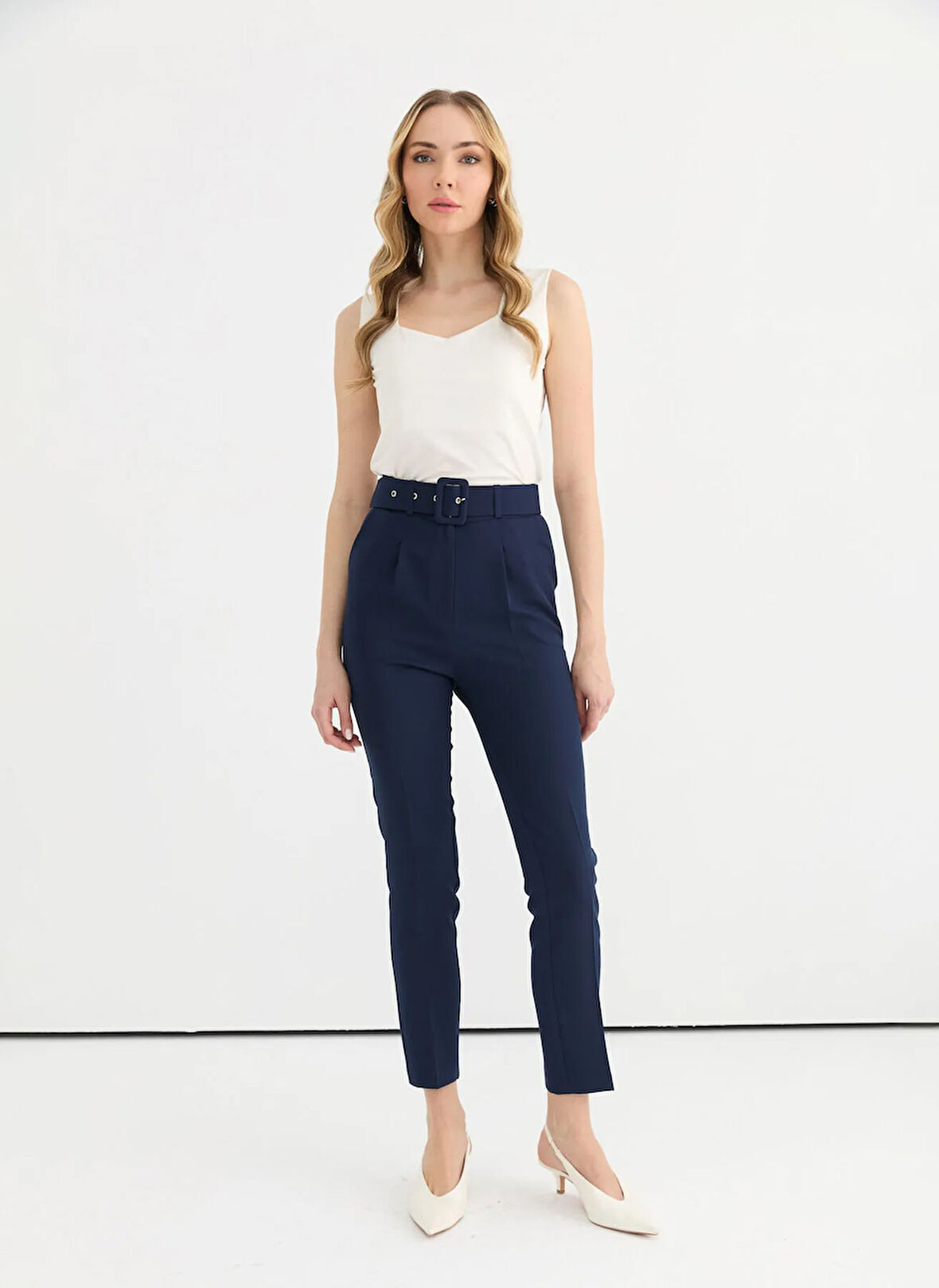 Selen Normal Bel Standart Lacivert Kadın Pantolon 25YSL5351