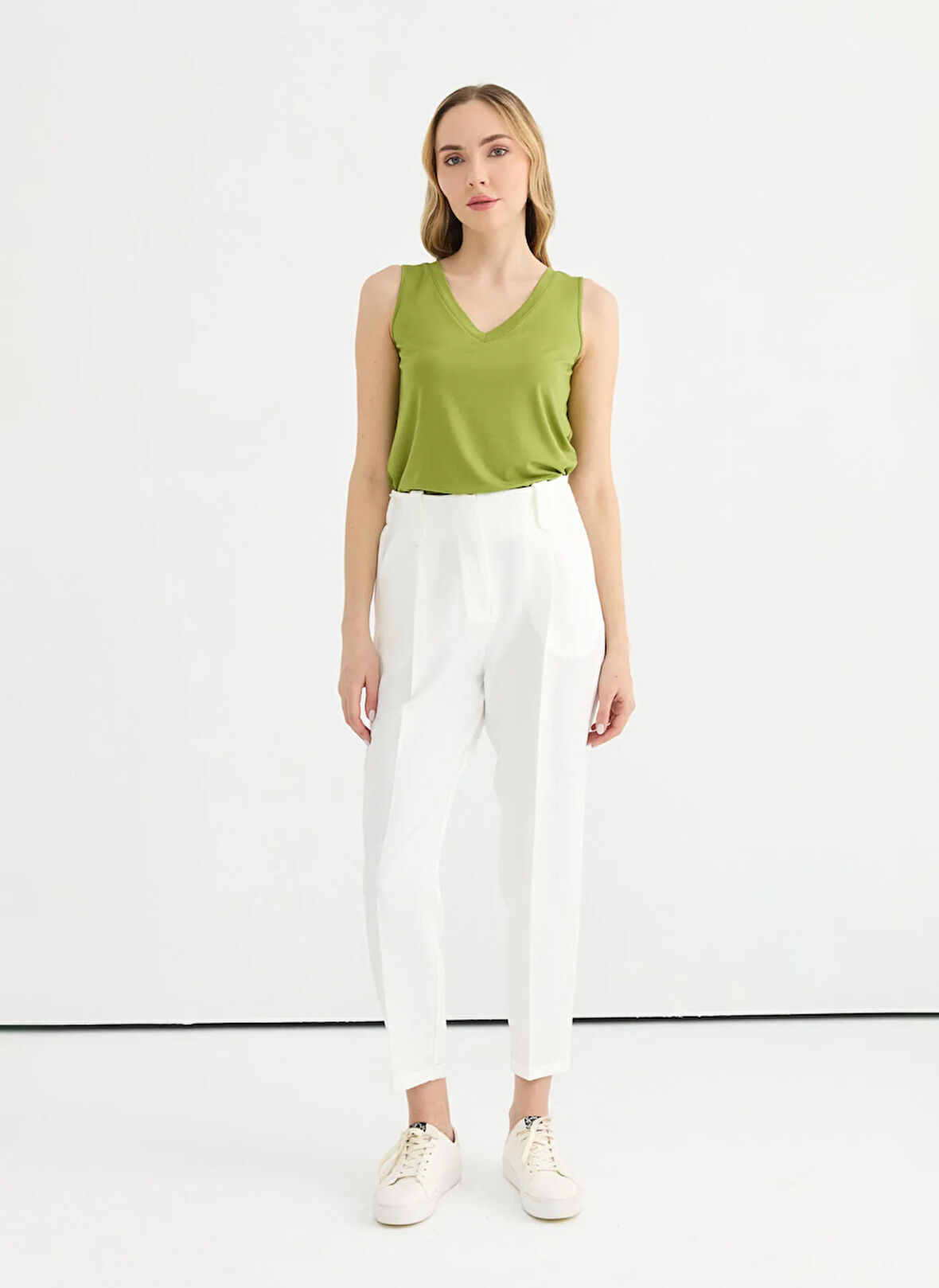 Selen Normal Bel Standart Ekru Kadın Pantolon 25YSL5350