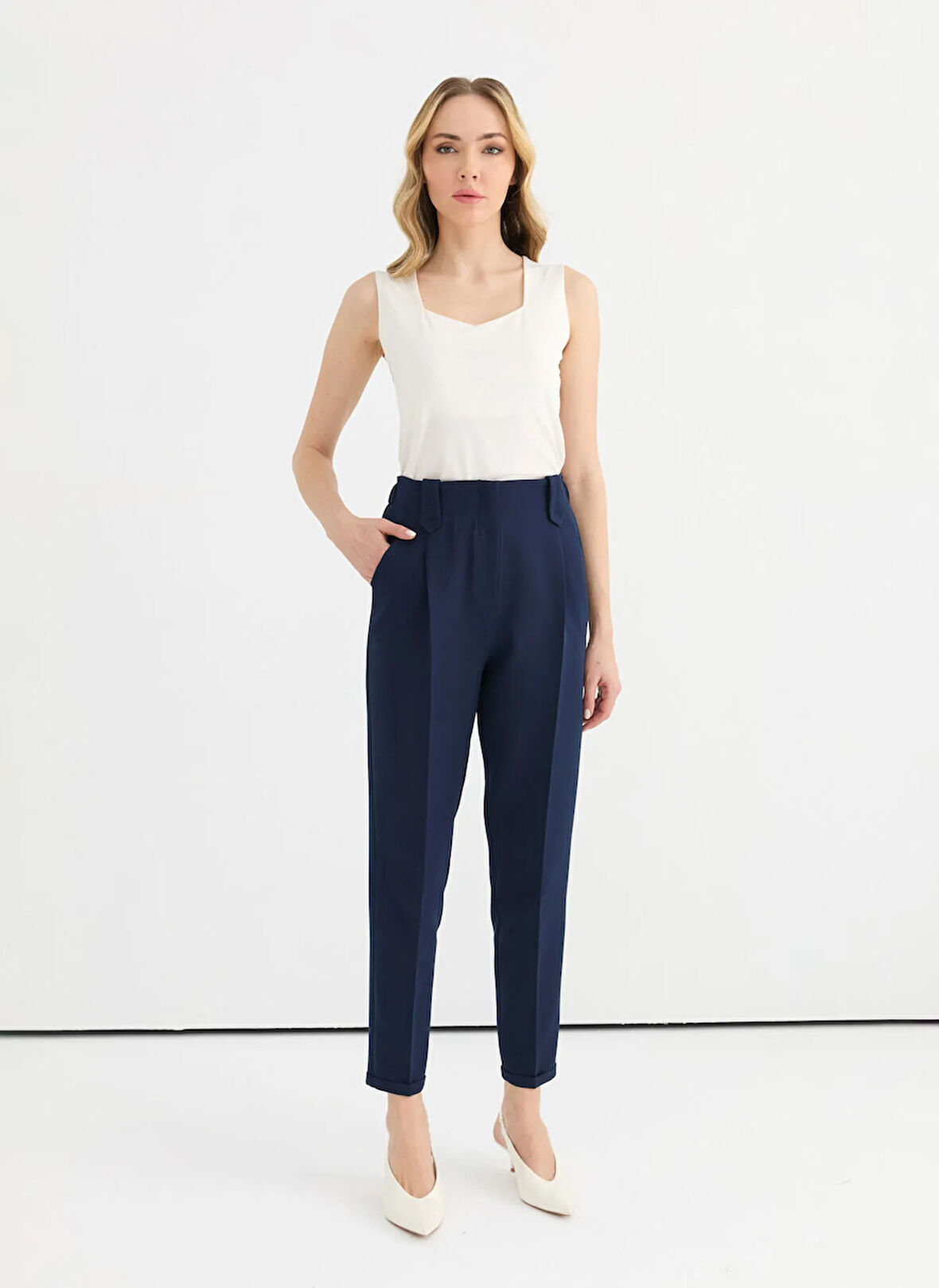 Selen Normal Bel Standart Lacivert Kadın Pantolon 25YSL5350