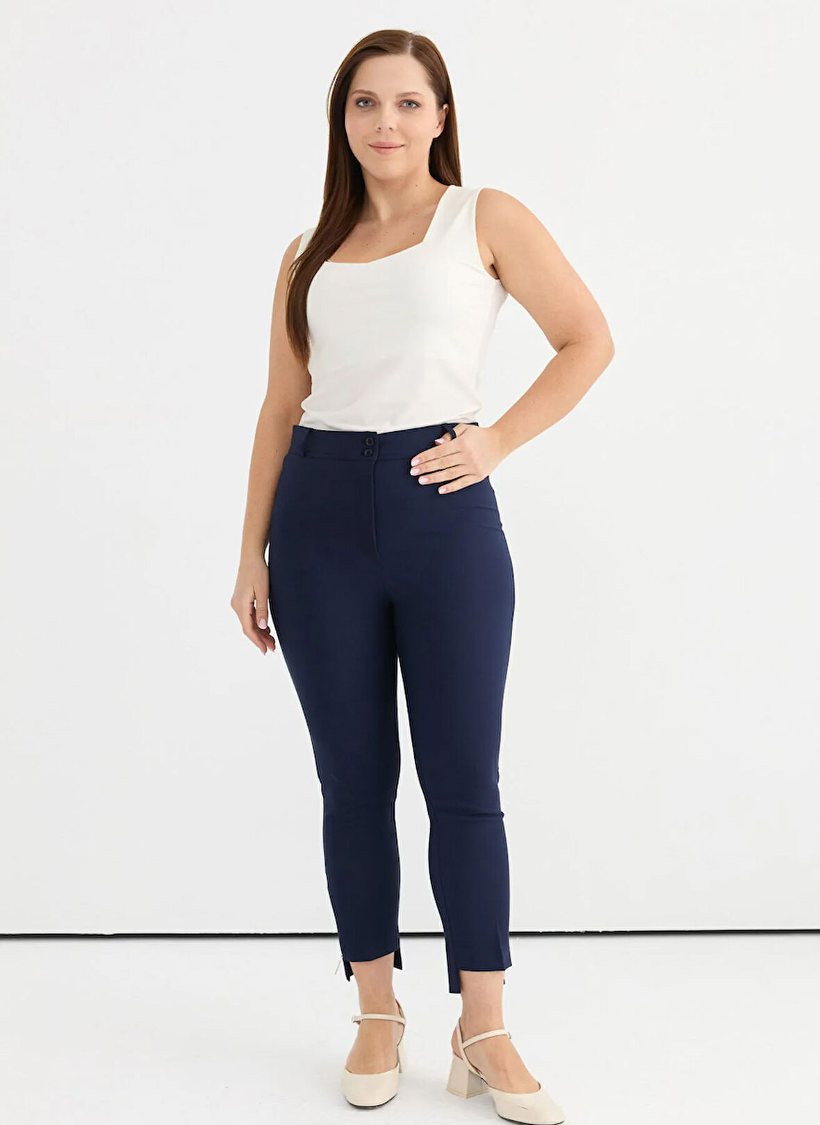 Selen Normal Bel Normal Lacivert Kadın Pantolon 25YSL5383-BB