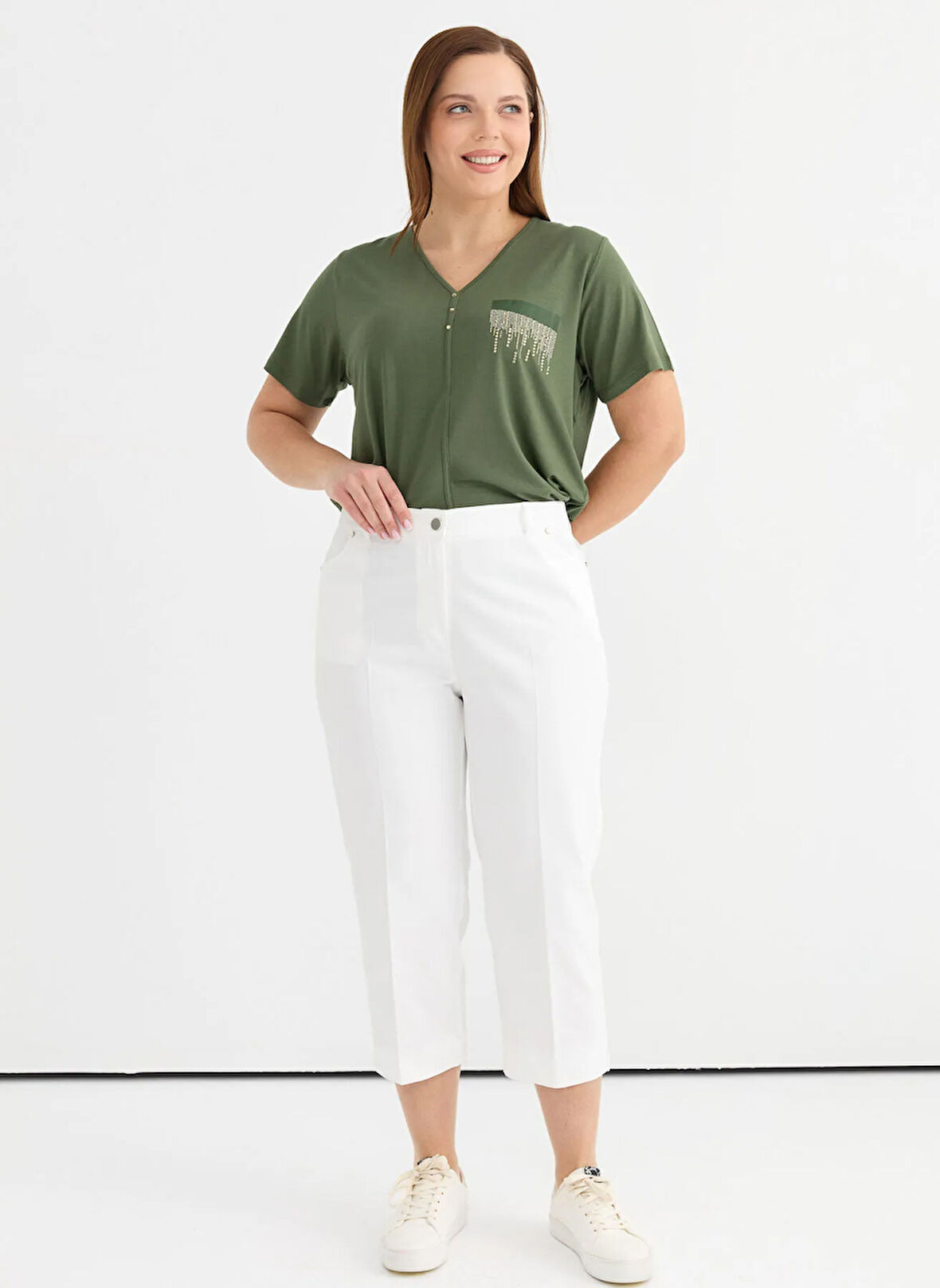 Selen Normal Bel Normal Ekru Kadın Pantolon 25YSL5362-BB