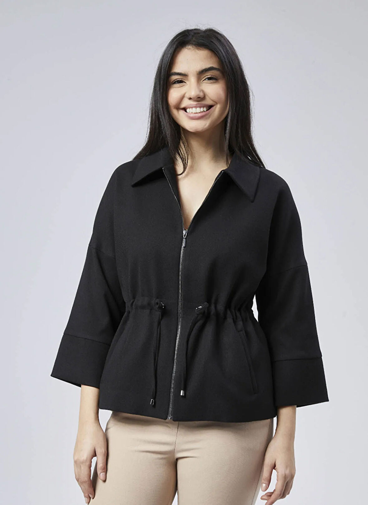 Selen Standart Siyah Kadın Ceket 25KSL1538