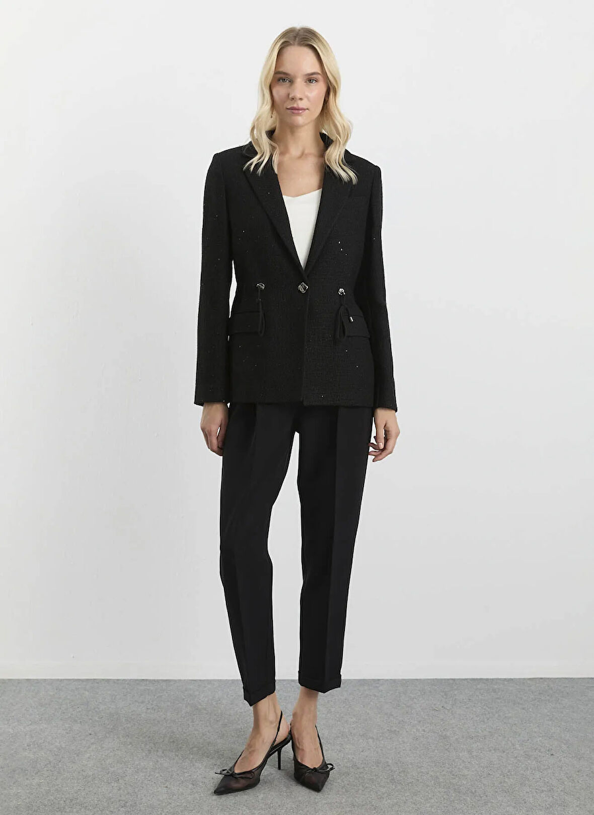 Selen Standart Siyah Kadın Ceket 25KSL1545