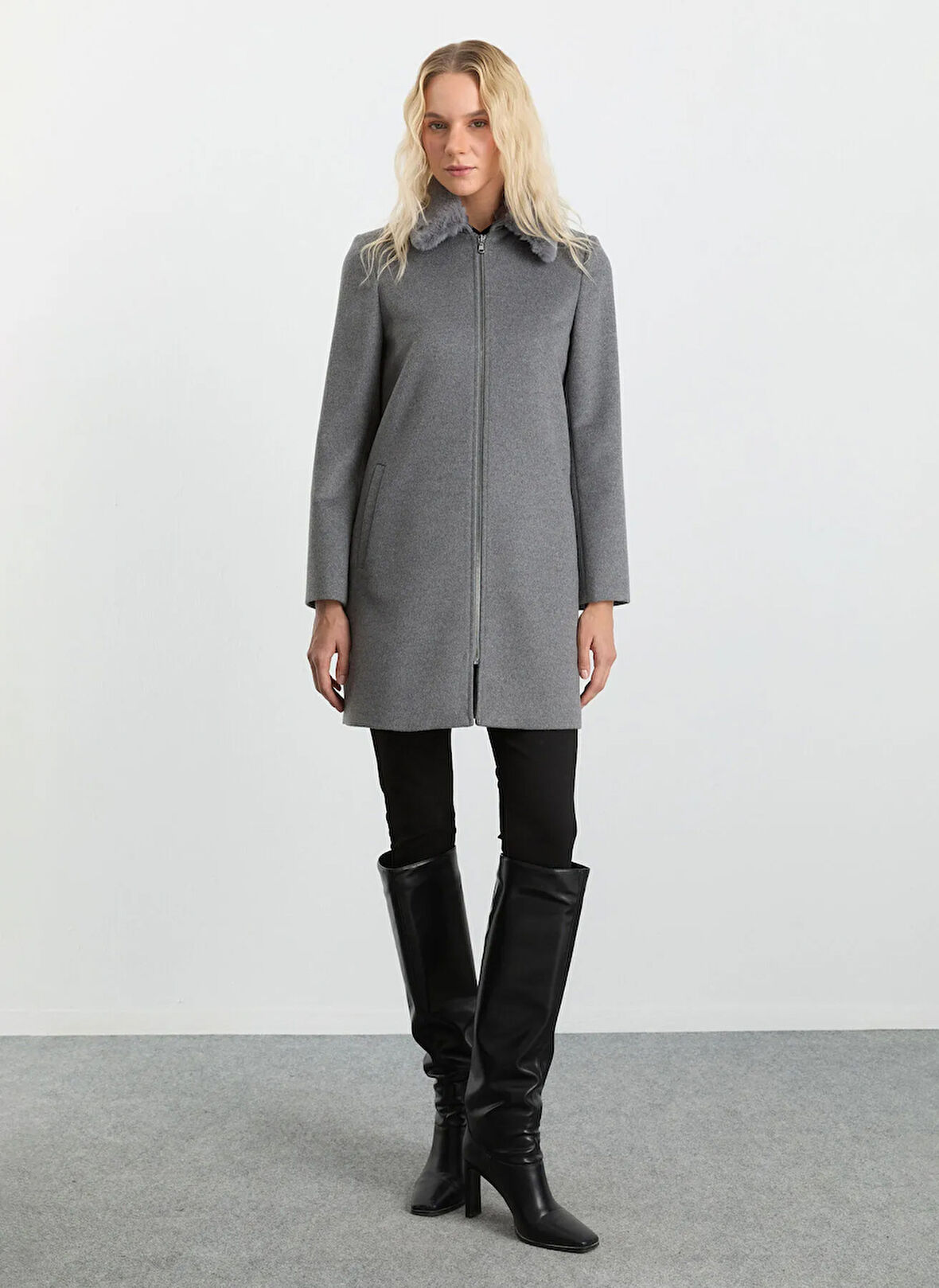 Selen Gri Kadın Kaban 25KSL9529