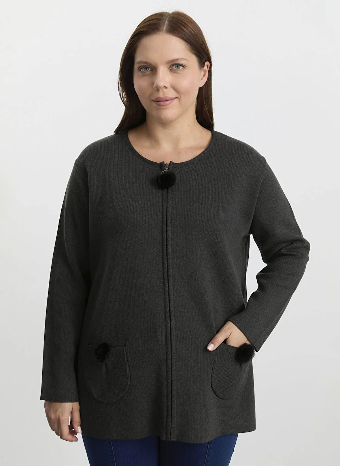 Selen Antrasit Kadın Hırka 25KSL4161