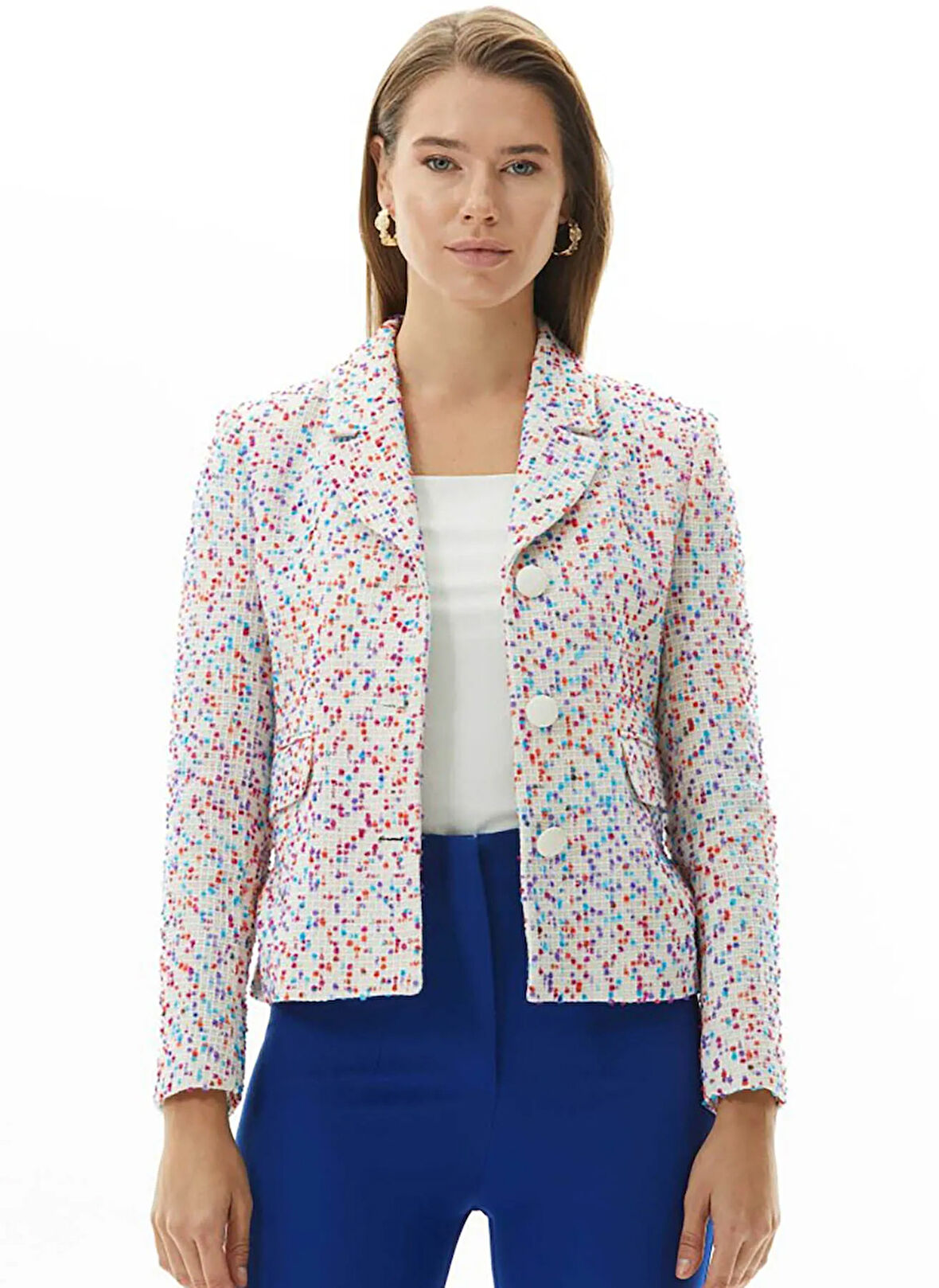 Selen Standart Ekru Kadın Ceket 25KSL1558