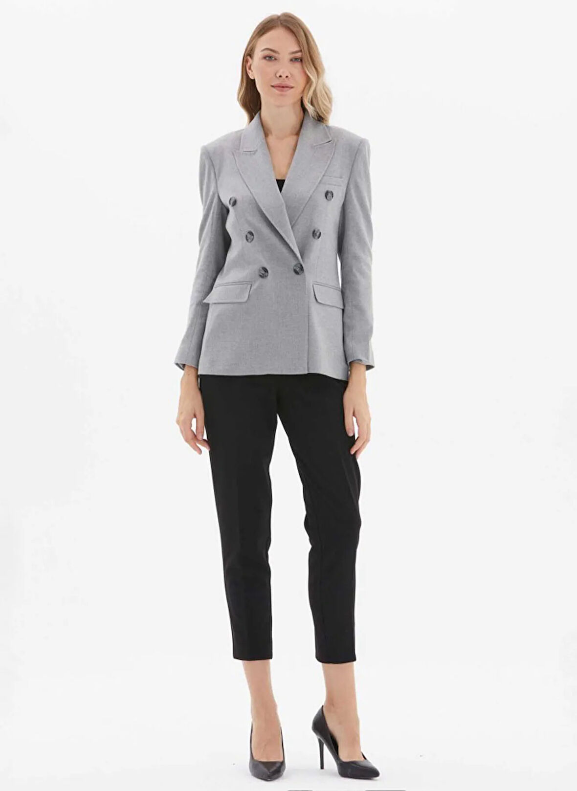 Selen Standart Gri Kadın Ceket 25KSL1563