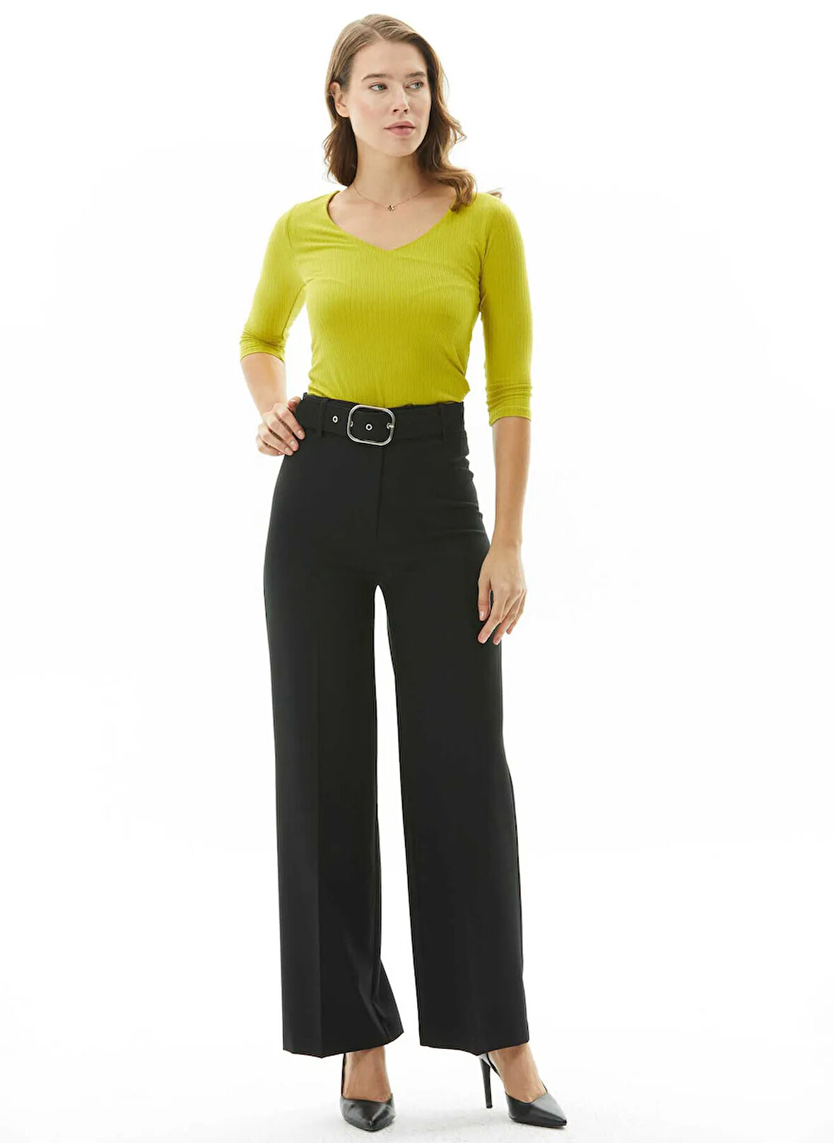 Selen Normal Bel Standart Siyah Kadın Pantolon 25KSL5486