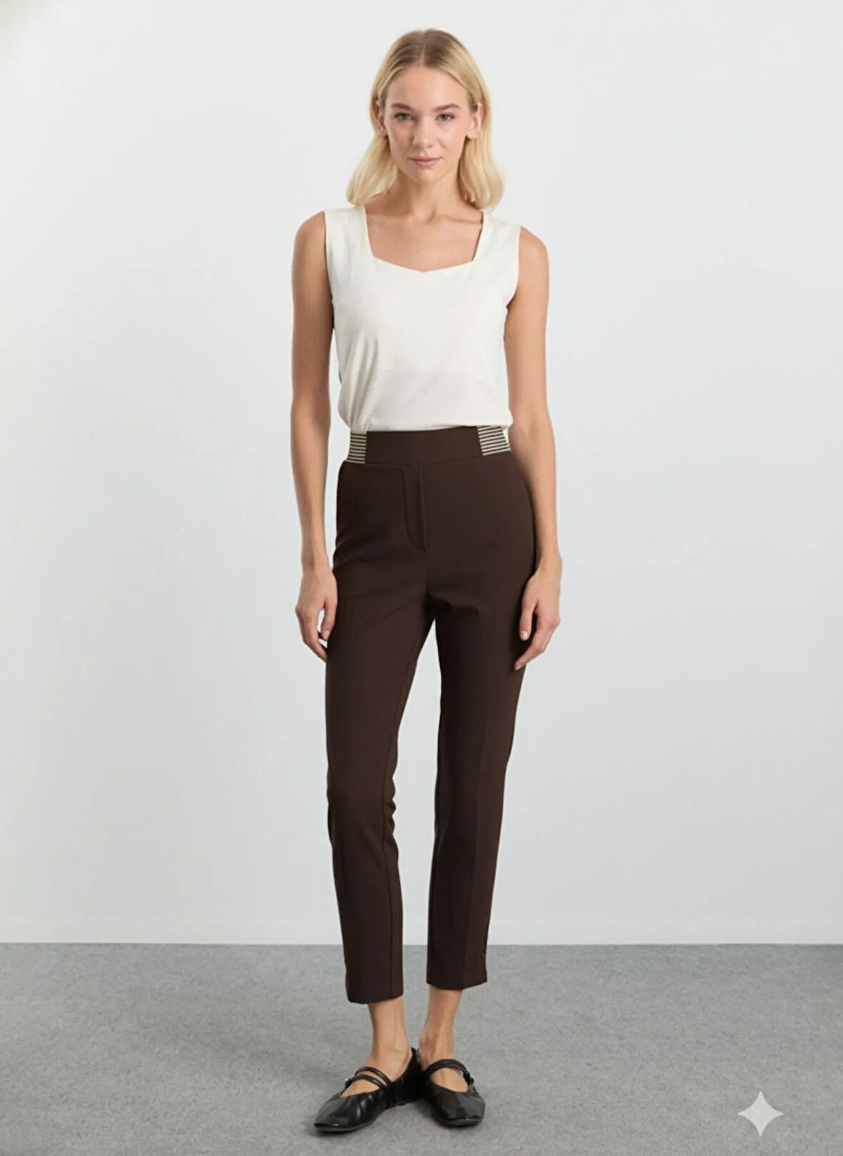 Selen Normal Bel Standart Kahve Kadın Pantolon 25KSL5462