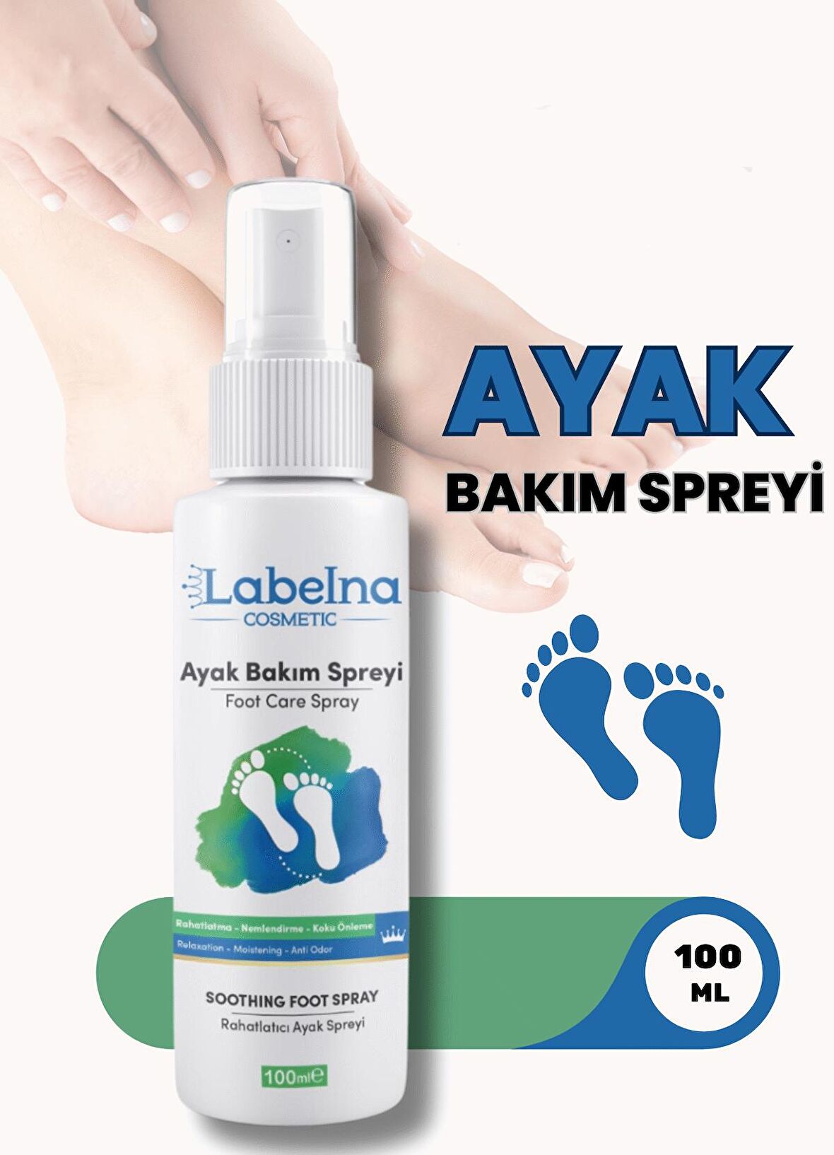 Ayak Koku Önleyici,Kaşıntı Giderici ve Nemlendirici Bakım Spreyi ( onarıcı,yatıştırıcı) 100 ML