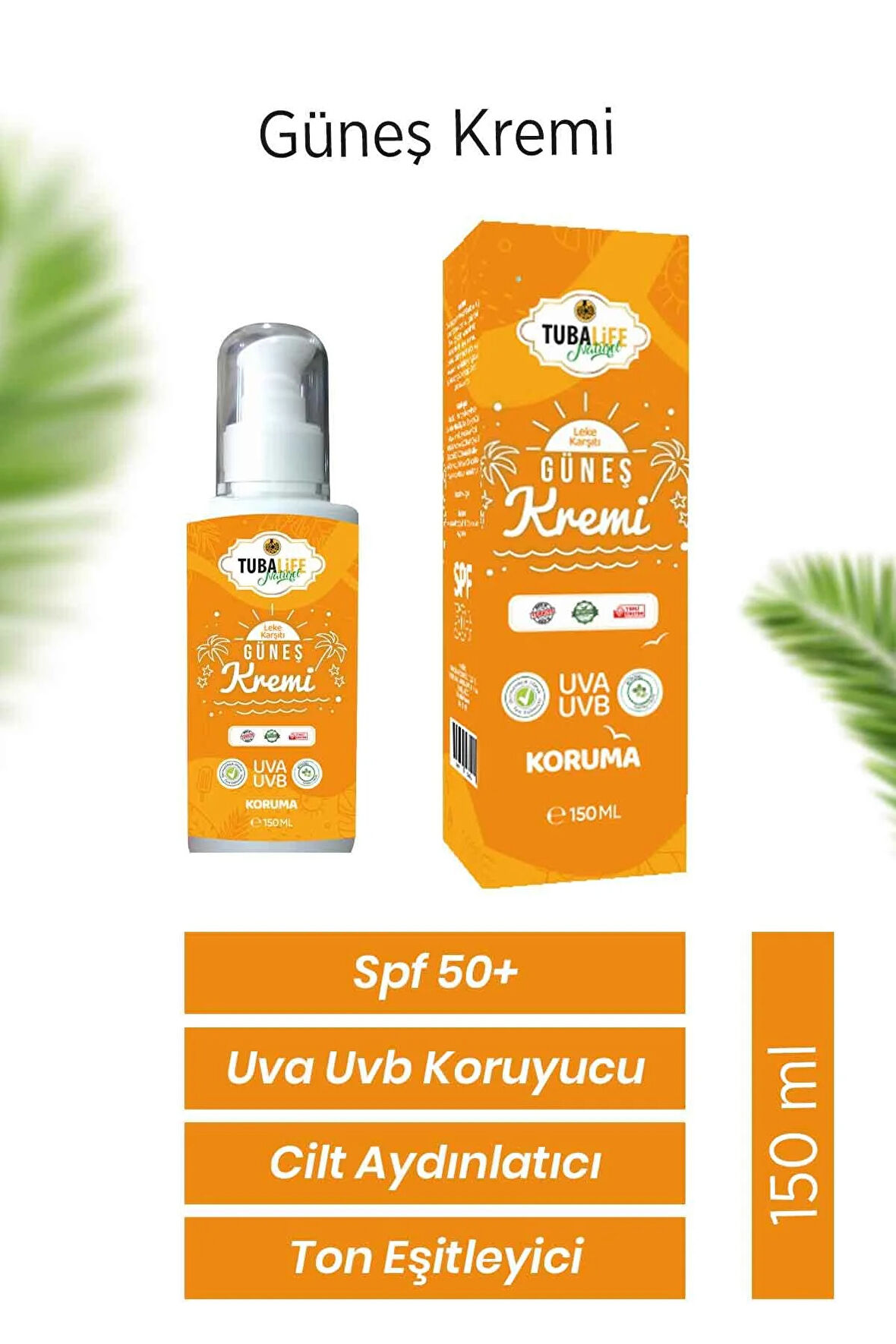 Tubalife Spf 50 Güneş Kremi 150 ml - Cilt Aydınlatıcı Ton Eşitleyici Uva - Uvb Koruyucu