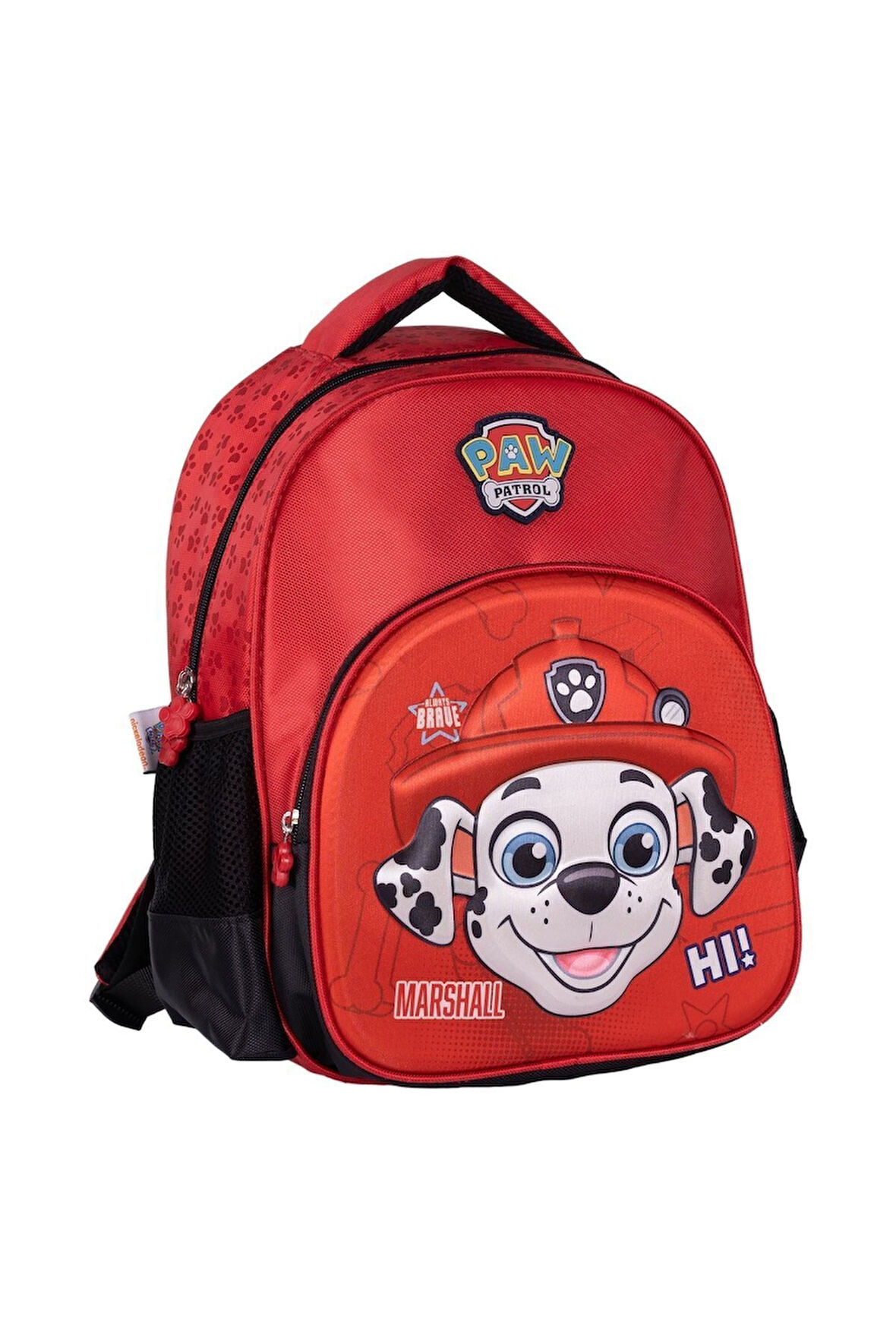 Paw Patrol Kabartmalı Figür 2 Bölmeli Cepli Çocuk Okul Sırt Çantası Kırmızı