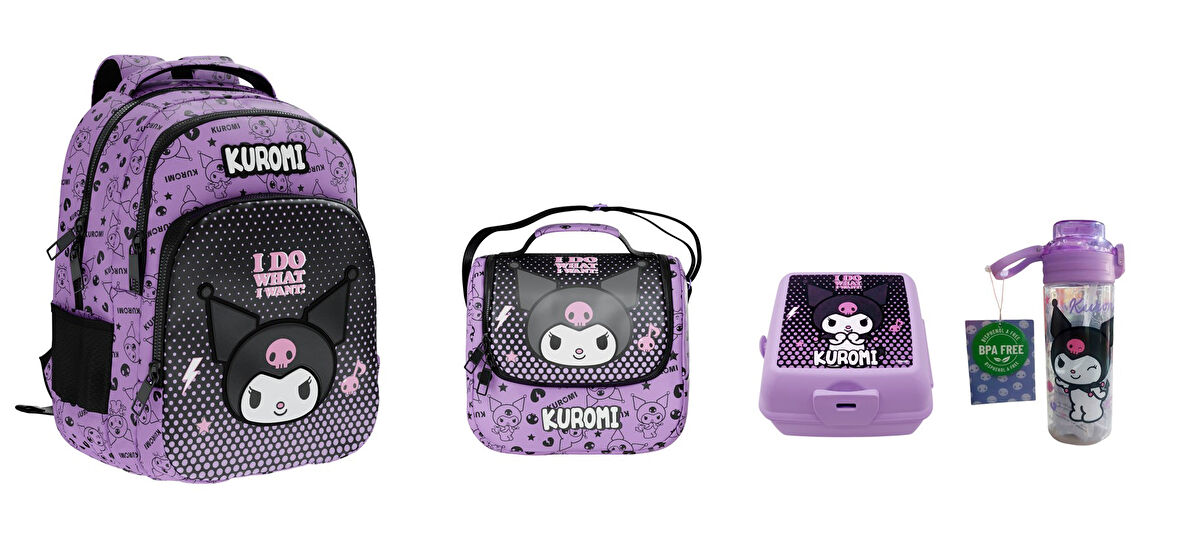 Kuromi 2025 Yılı Orjinal Yeni Sezon Okul Çantası,Beslenme Çantası Beslenme Kabı ve Matara
