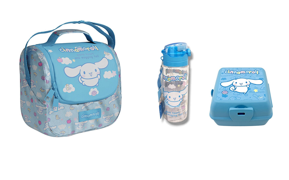 Cinnamoroll Desenli Mavi Beslenme Çantası Seti  (3 parça)