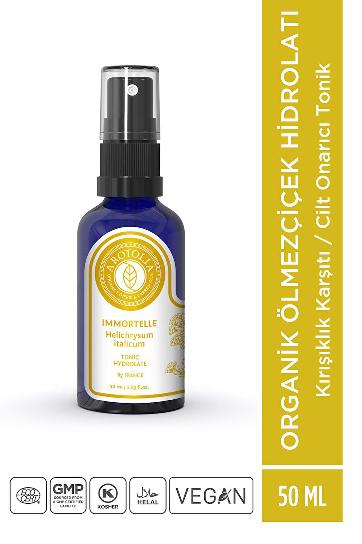 Organik Ölmez Çiçek Hidrolatı (Tonik) - 50ml