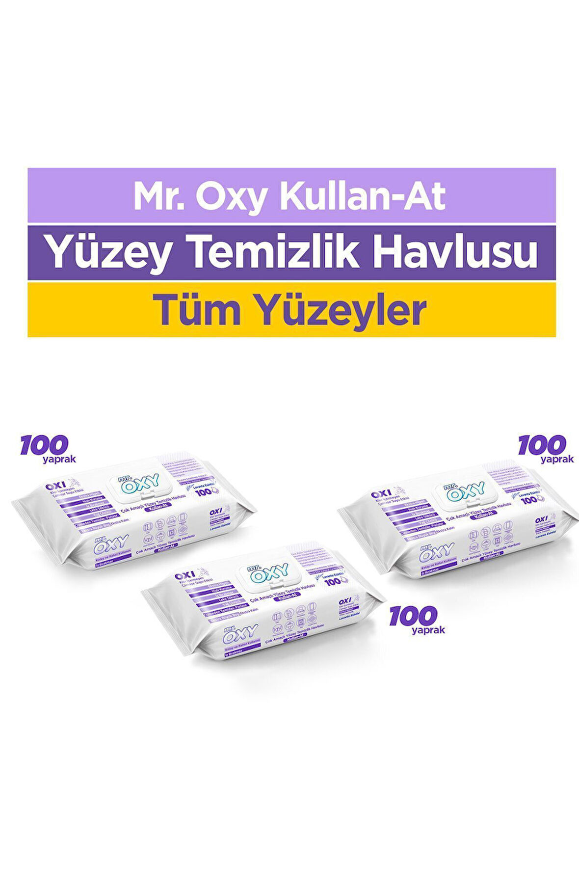 Mr. Oxy Lavanta Kokulu Yüzey Temizlik Havlusu 3x100 Yaprak