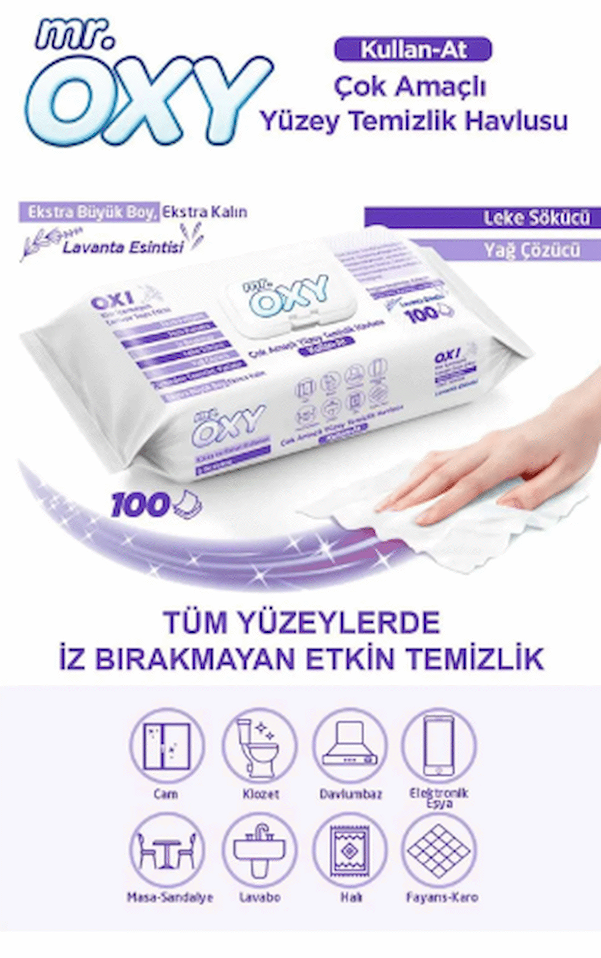 MR.OXY ÇOK AMAÇLI YÜZEY TEMİZLİK HAVLUSU 100 adet