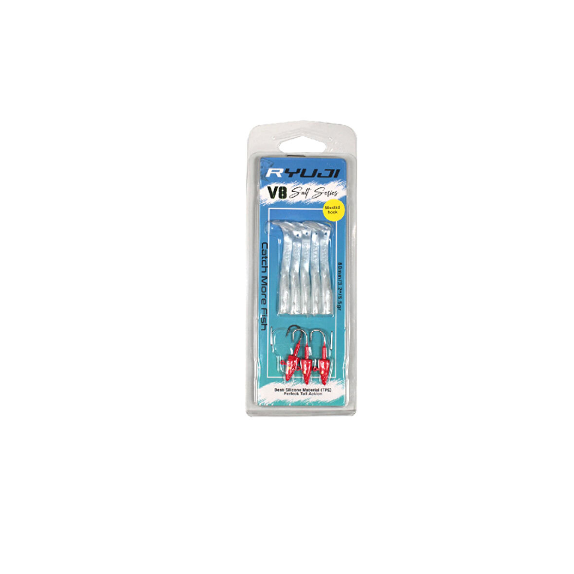 Ryuji V8 8cm 5.5gr Red Head White Silver Silikon Yem