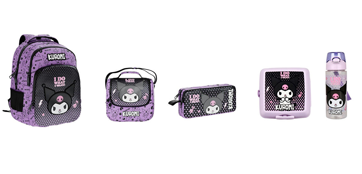 Kuromi 2025 Yılı Orjinal Yeni Sezon Okul Çantası  Seti (5 PARÇA)
