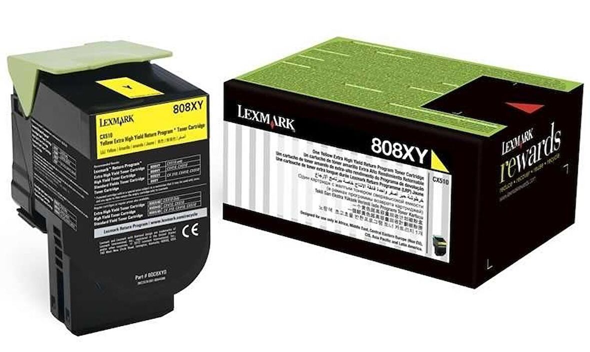Tonersepeti Lexmark CX510-80C8XY0 Sarı Orjinal Toner Extra Y.K