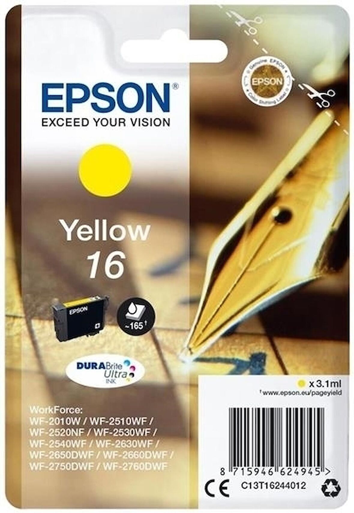 Tonersepeti Epson T1624-C13T16244020 Sarı Orjinal Kartuş