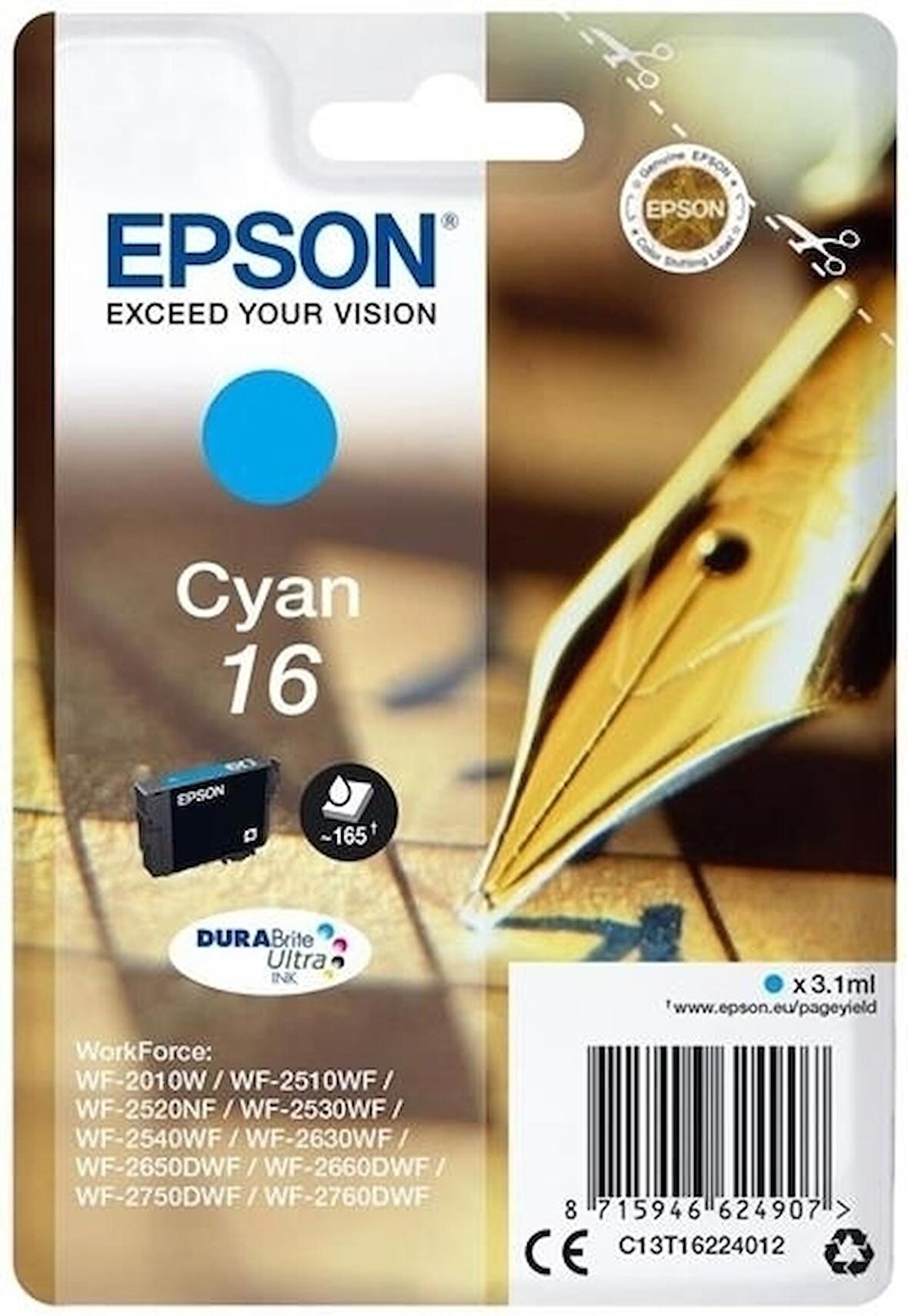 Tonersepeti Epson T1622-C13T16224020 Mavi Orjinal Kartuş