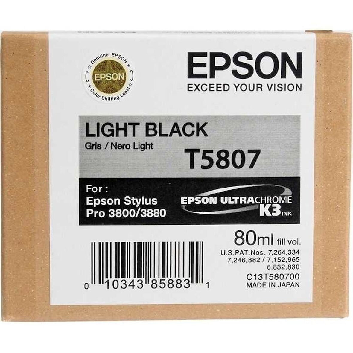 Tonersepeti Epson T5807 C13T580700 Orjinal Açık Siyah Kartuş
