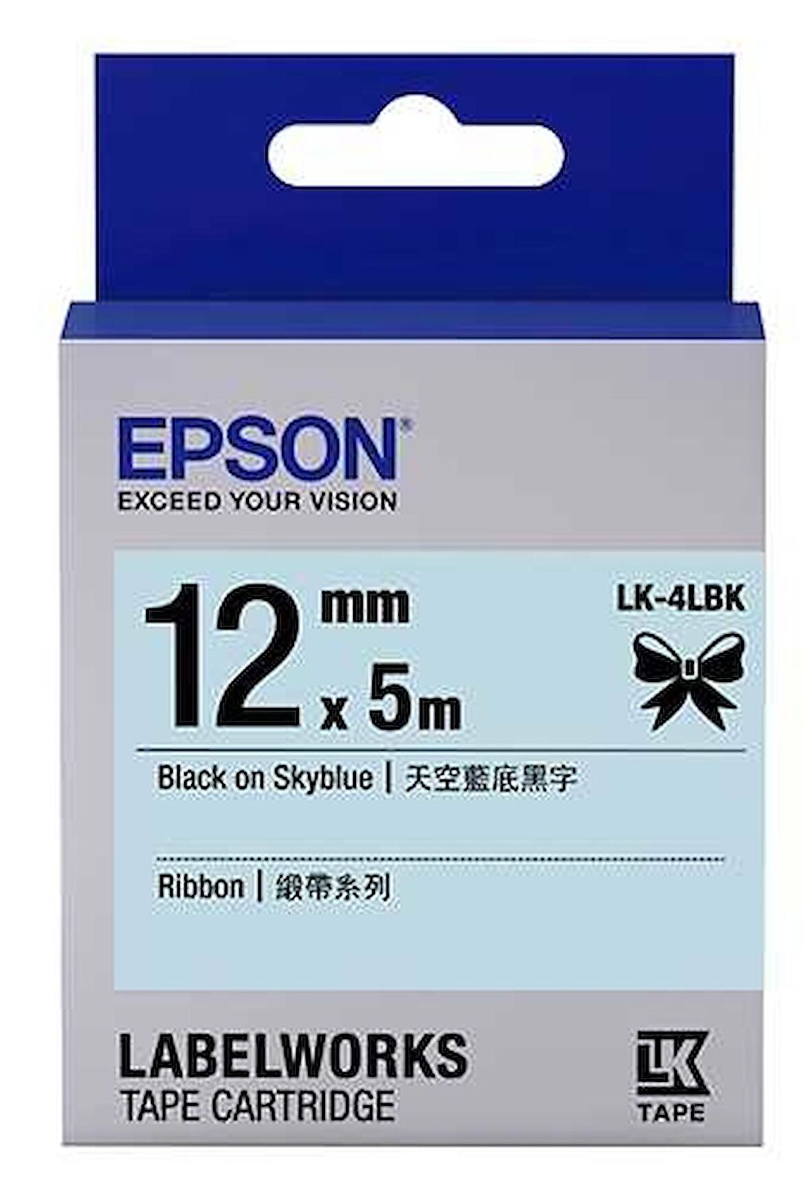 Tonersepeti Epson LK-4LBK Gök Mavisi Üzerine Siyah Orjinal Etiket
