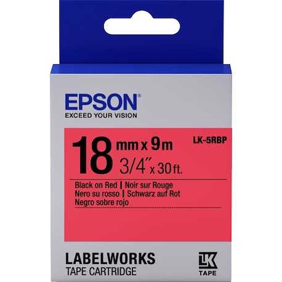 Tonersepeti Epson LK-5RBP Kırmızı Üzerine Siyah Orjinal Etiket